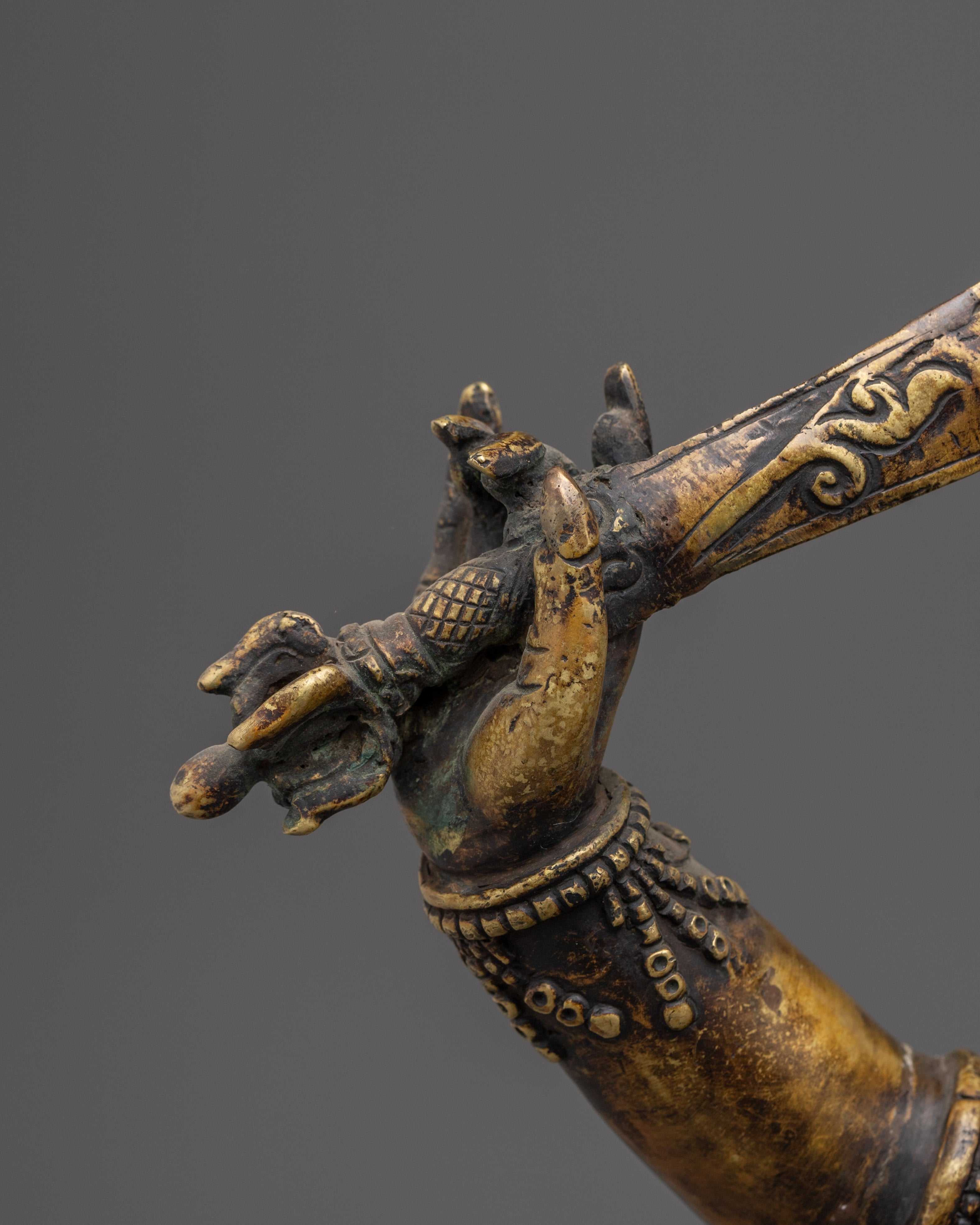 Black Manjushri Statue in Oxidized Copper | Tibetan Protector Statue for Wisdom