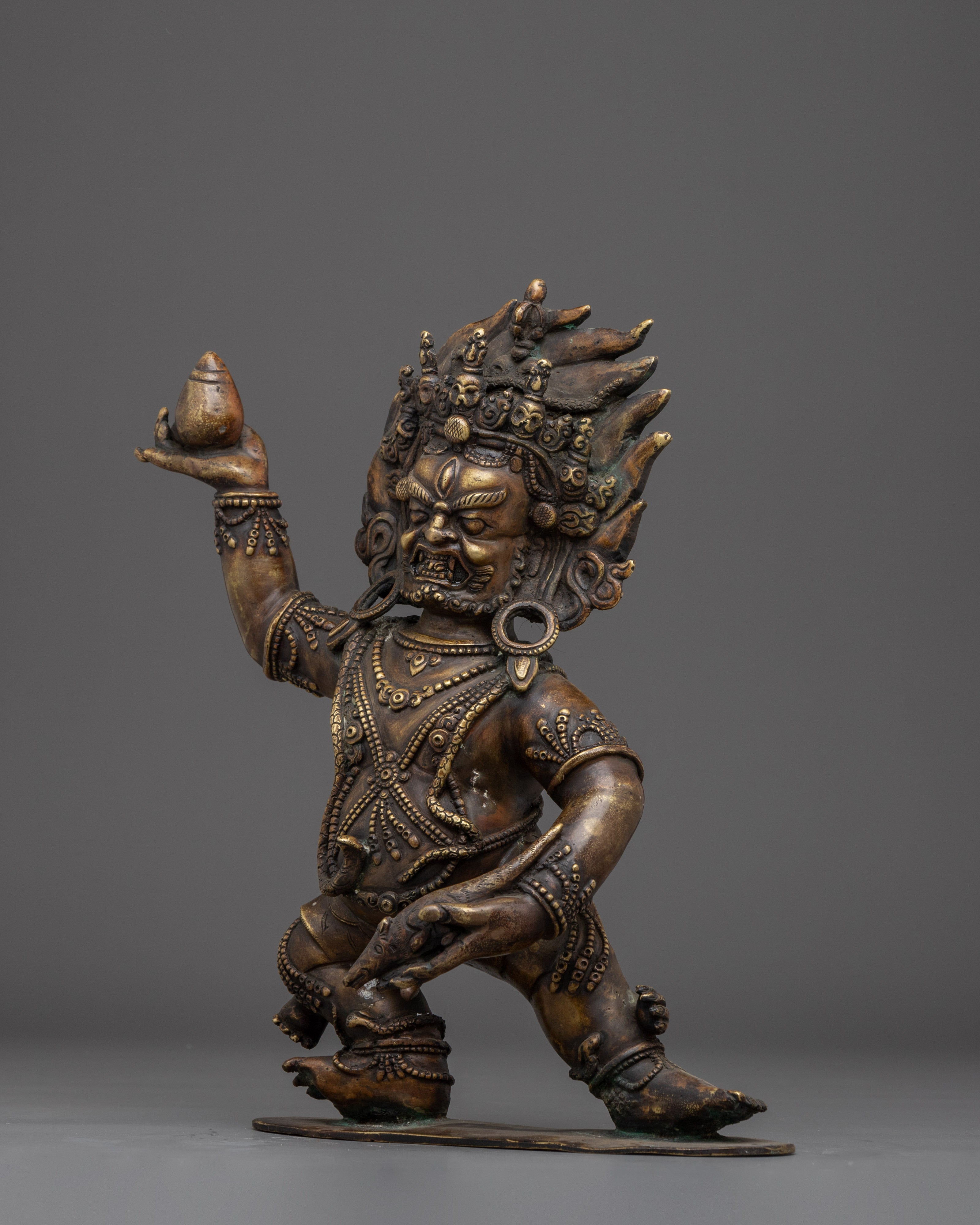 Black Dzambhala Statue: Buddhist Wealth Deity