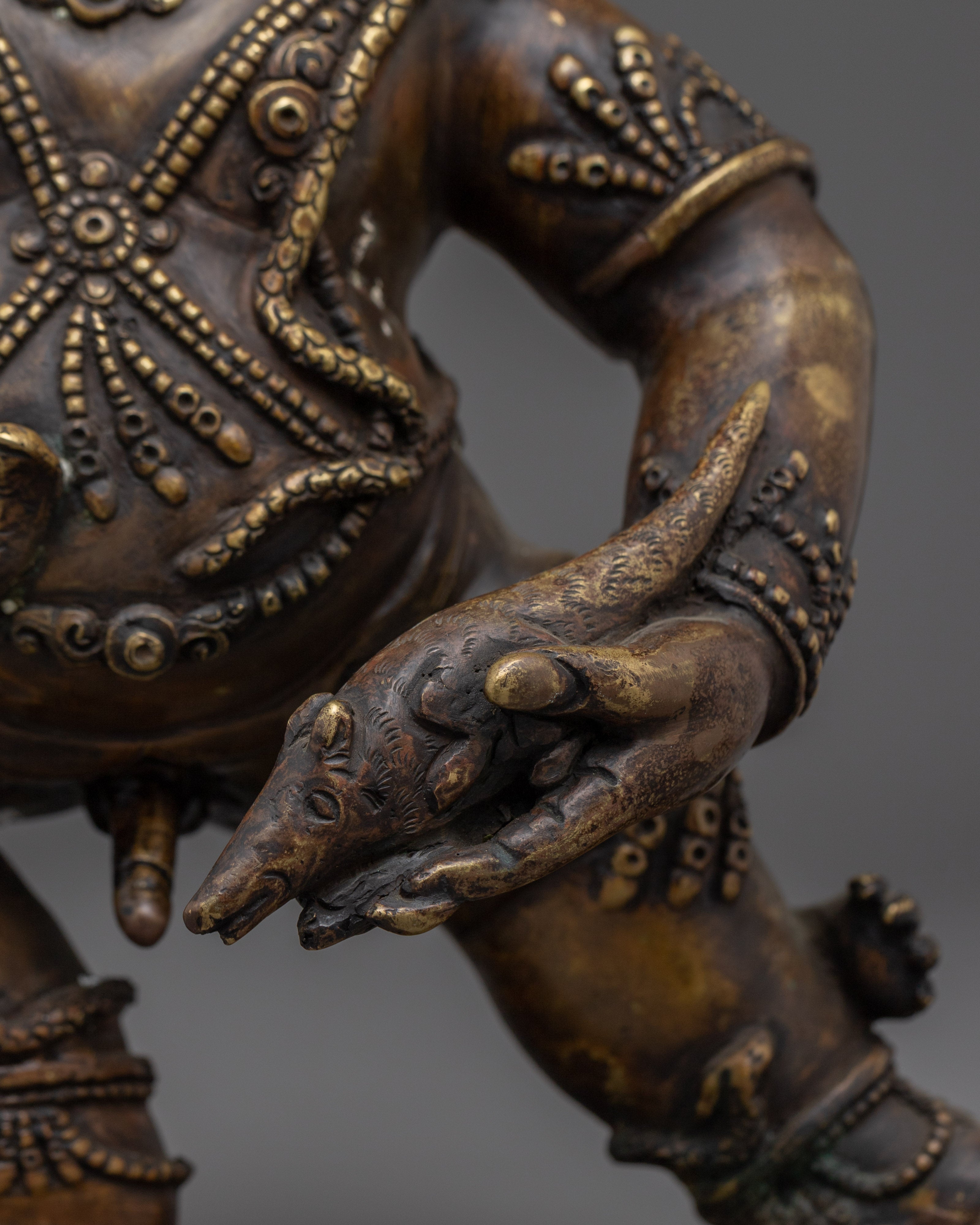 Black Dzambhala Statue: Buddhist Wealth Deity