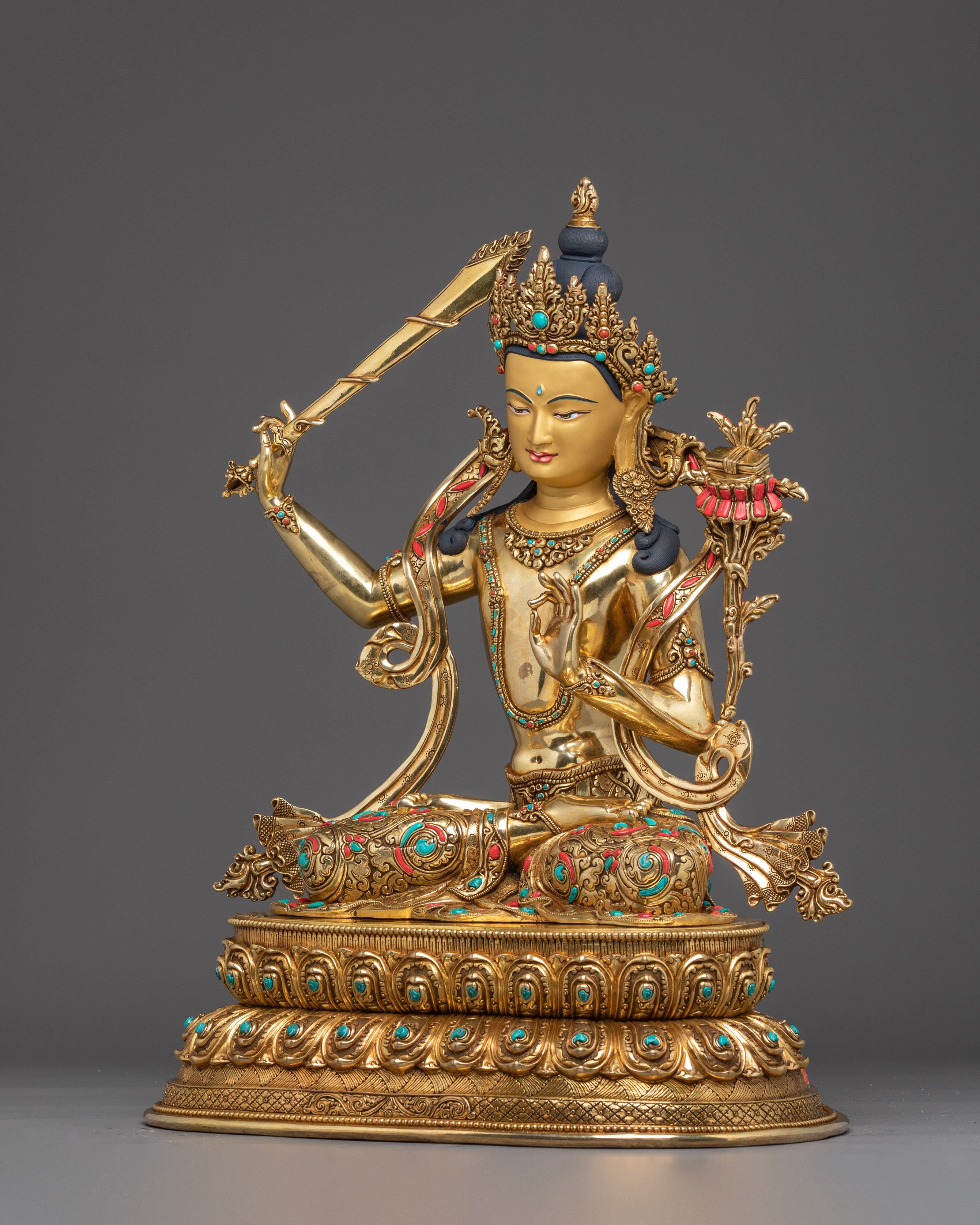 Golden Tibetan Manjushri Art | Bodhisattva of Wisdom