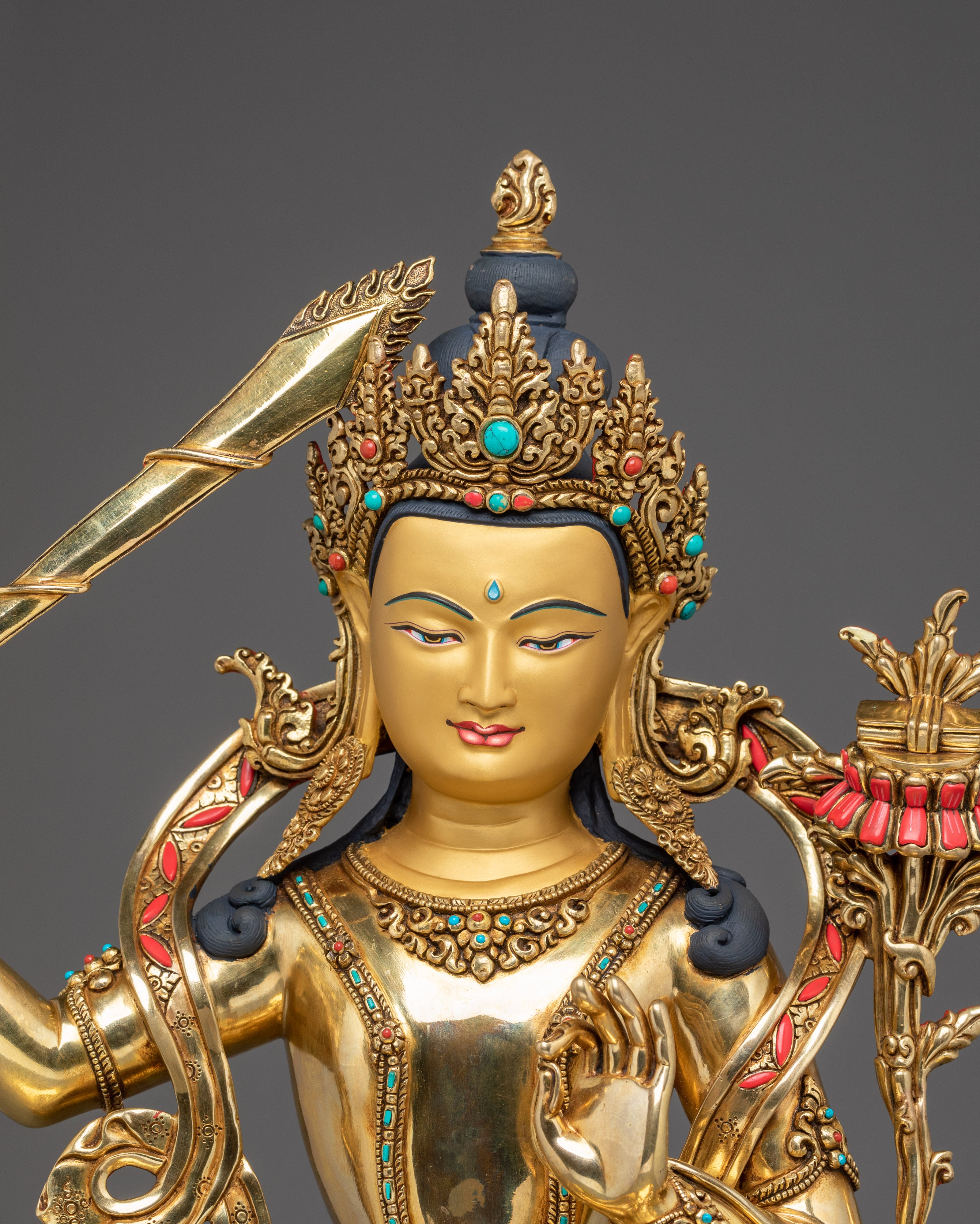 Golden Tibetan Manjushri Art | Bodhisattva of Wisdom