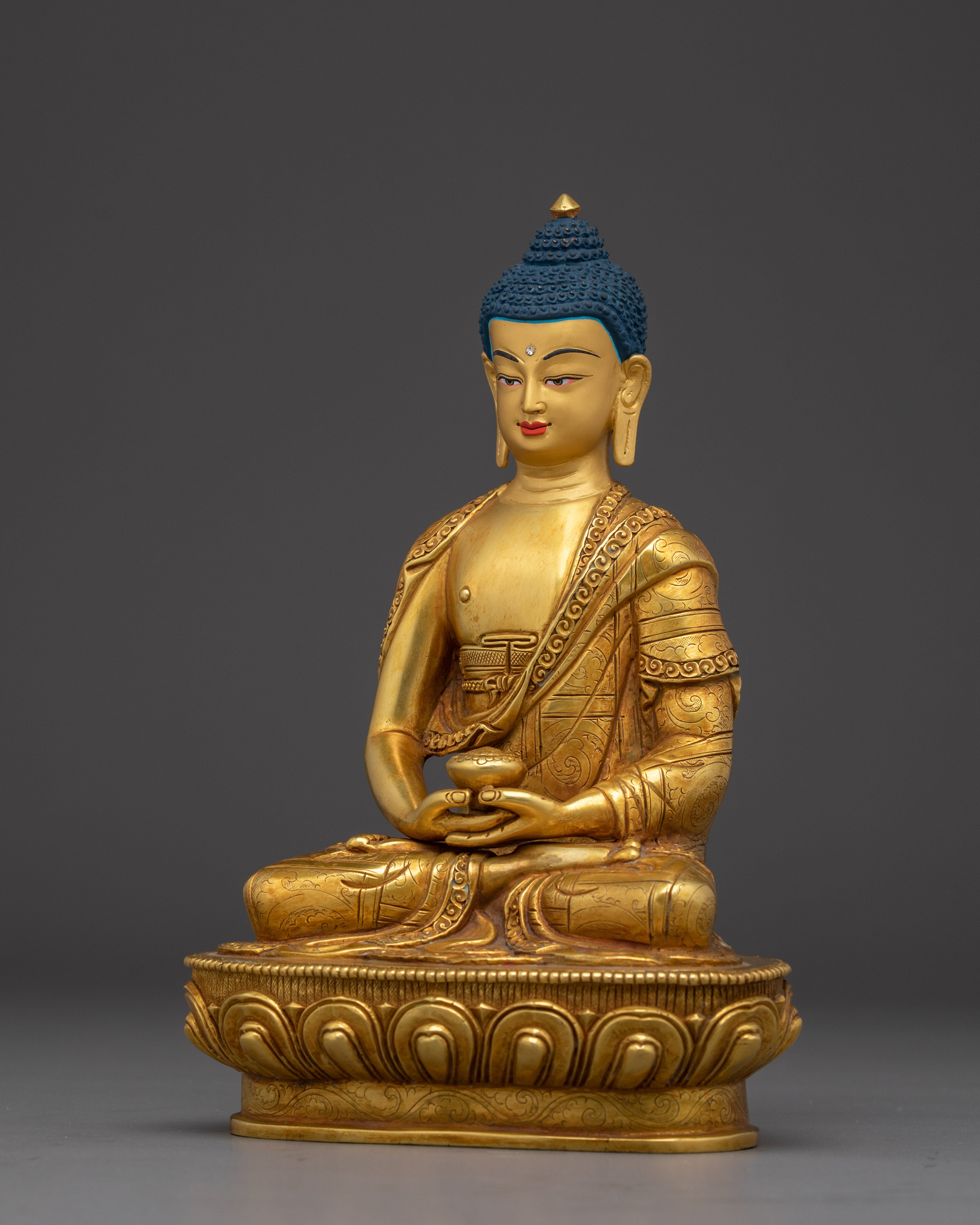 Amitabha Buddha Statue in Copper | Sculpture for Shrine or Meditation