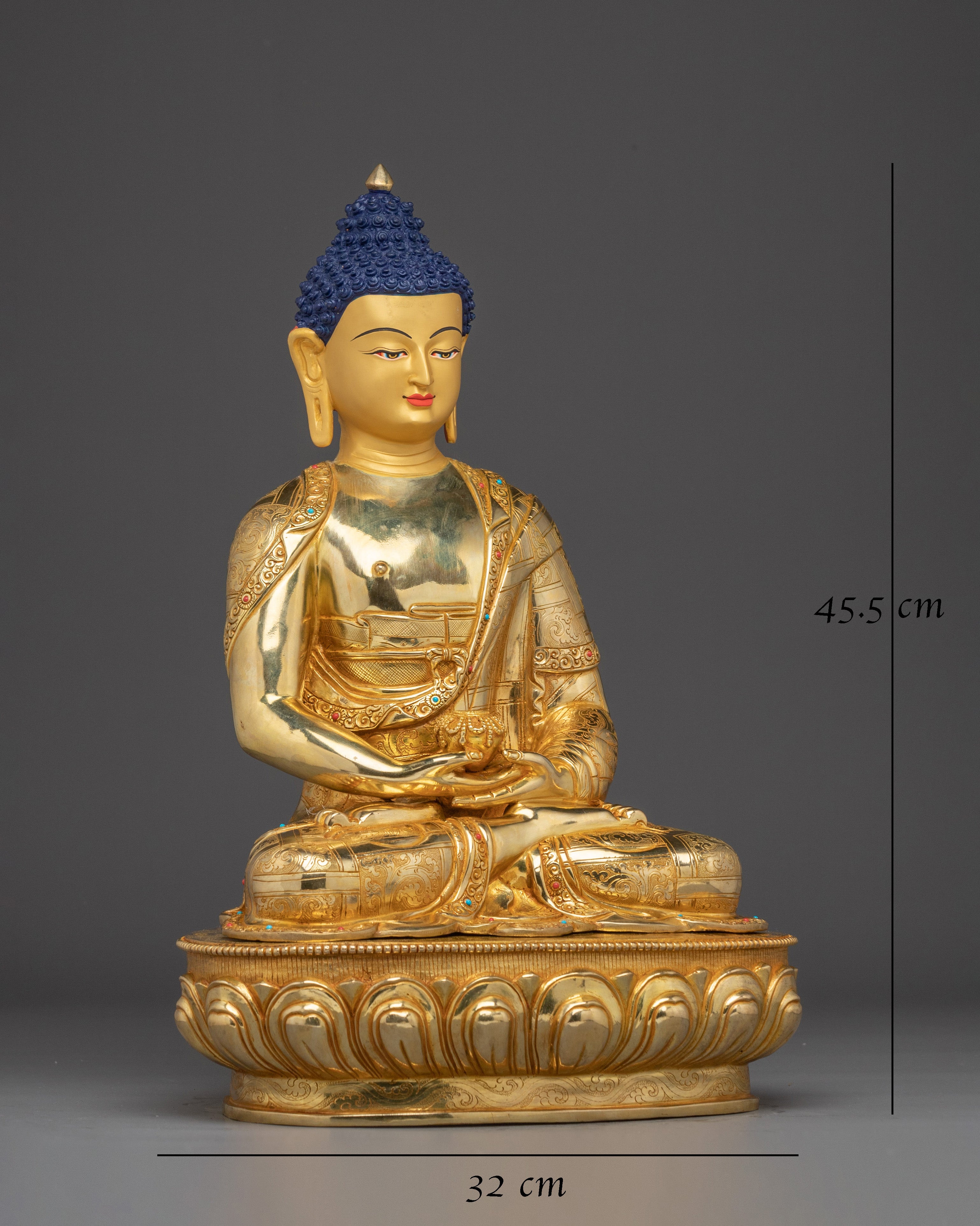 Amitabha Buddha Gold and Copper Sculpture