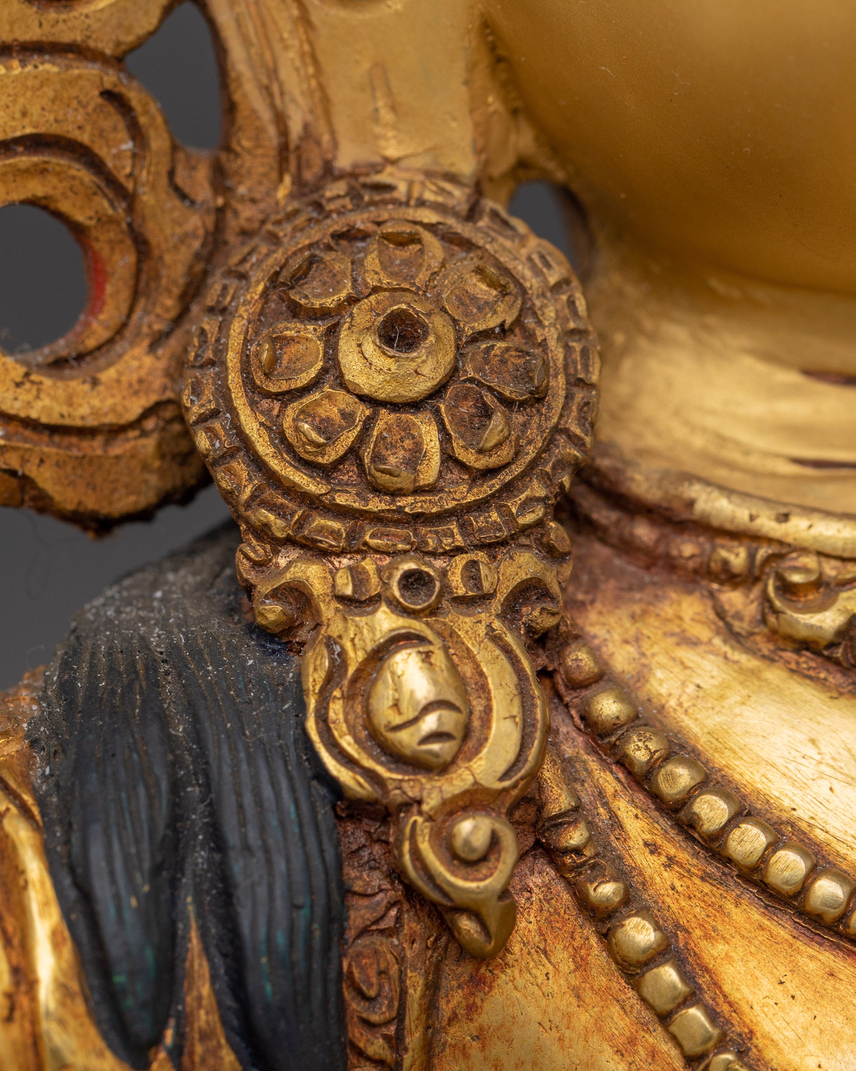 Manjushri Statue in 24K Gold Gilding | Wisdom and Spiritual Decor