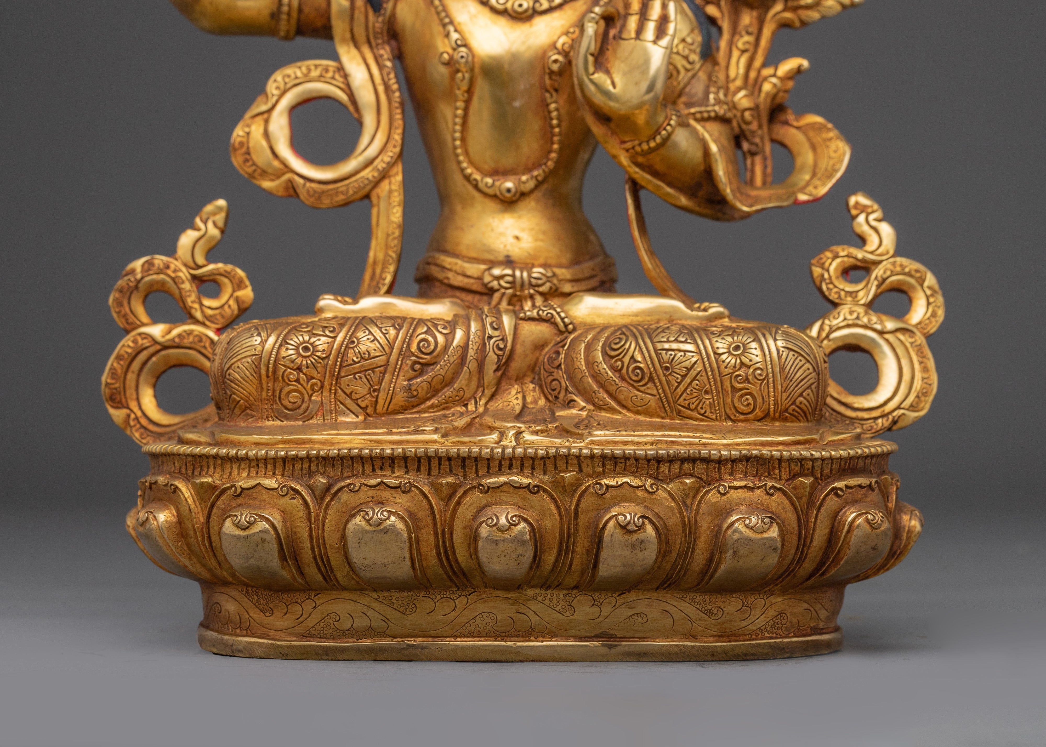 Manjushri Statue in 24K Gold Gilding | Wisdom and Spiritual Decor