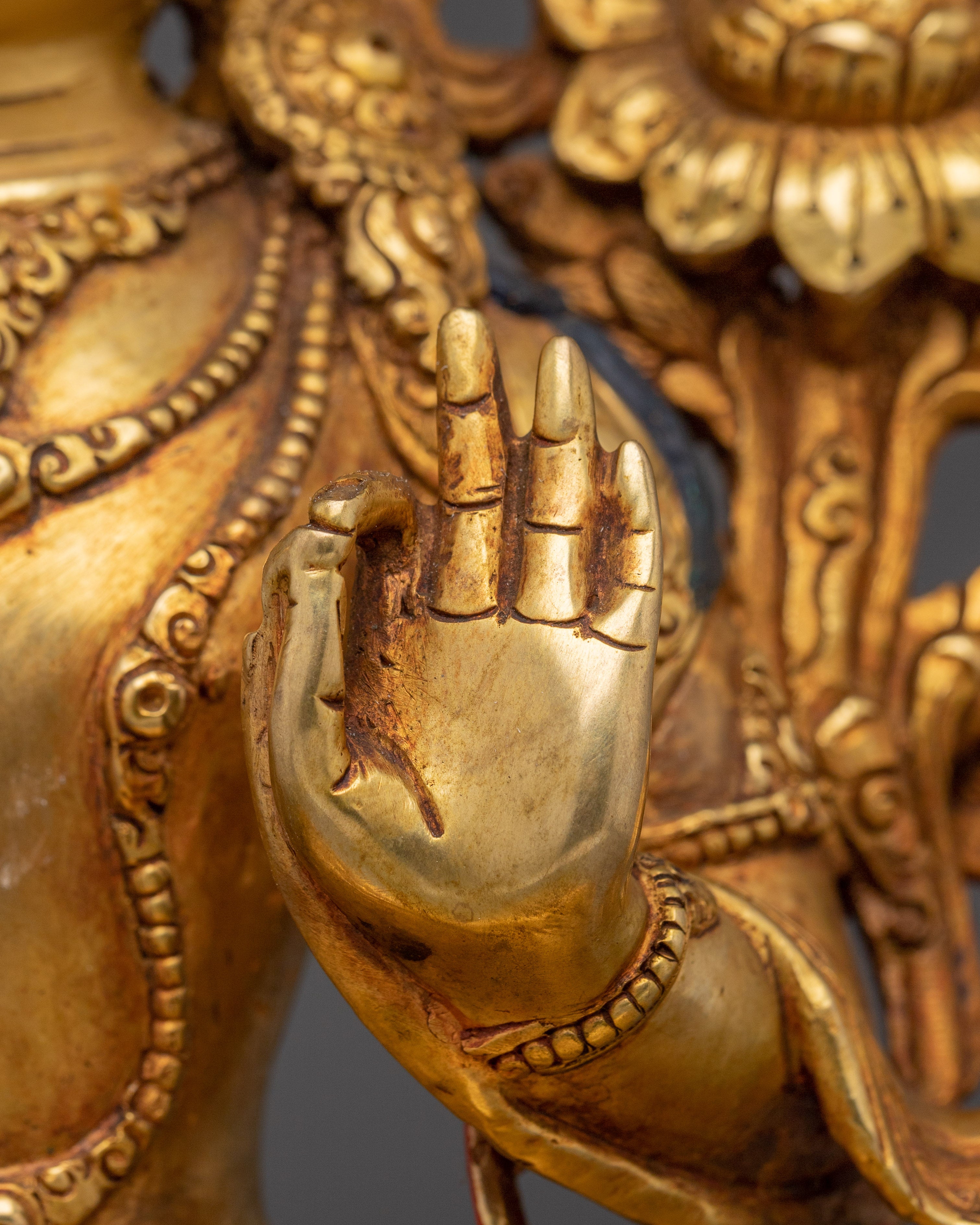 Manjushri Statue in 24K Gold Gilding | Wisdom and Spiritual Decor