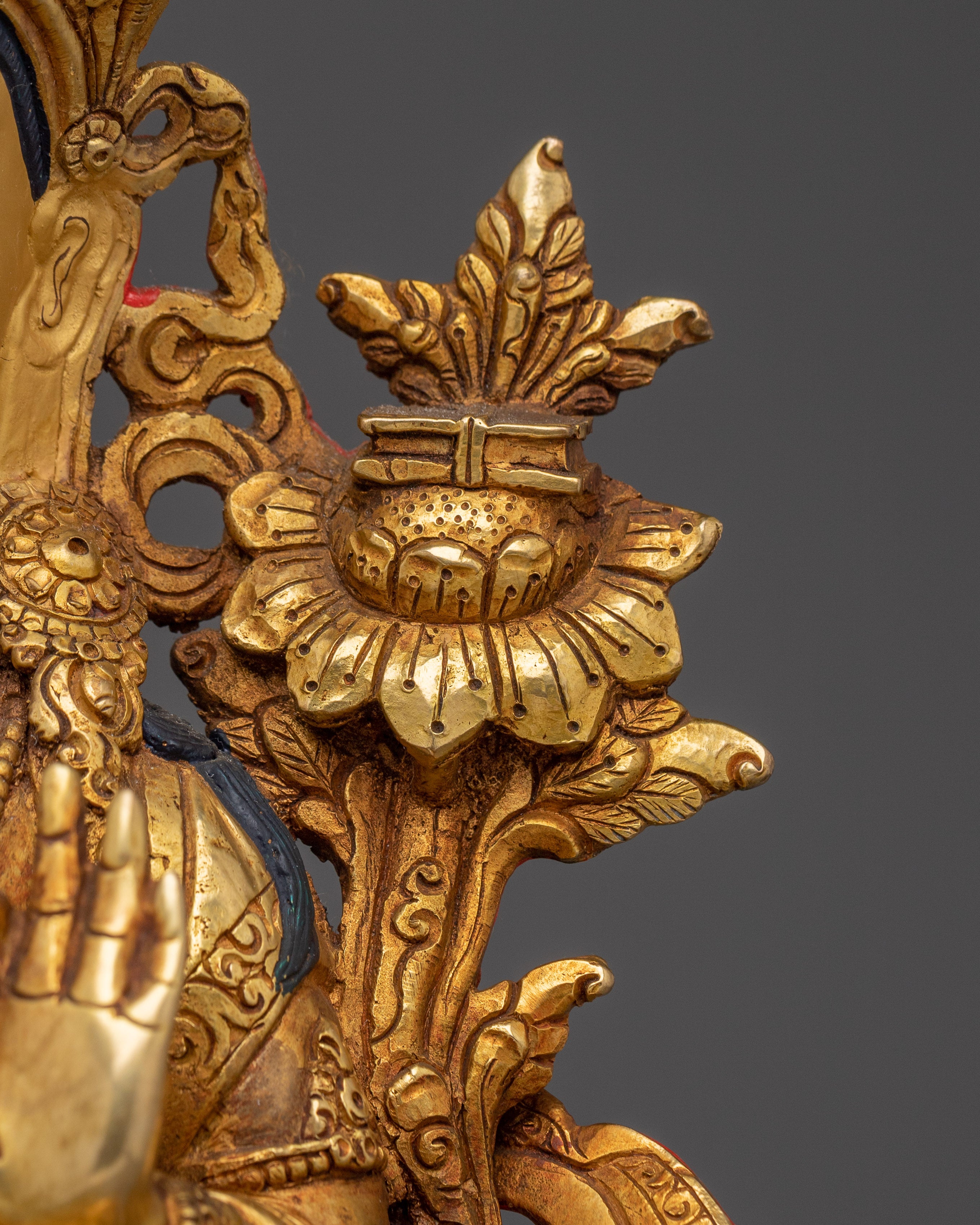 Manjushri Statue in 24K Gold Gilding | Wisdom and Spiritual Decor