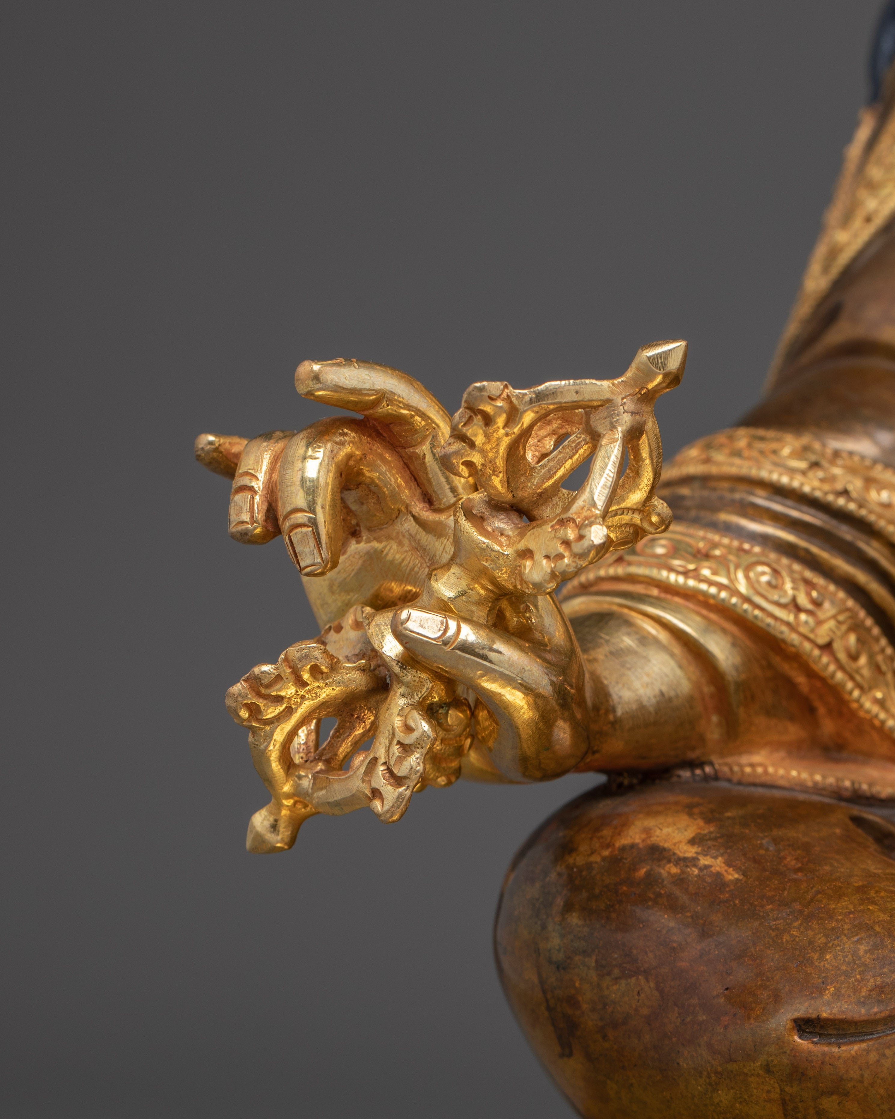 Guru Rinpoche (Padmasambhava) Copper Sculpture | Tibetan Buddhist Art With Gemstones