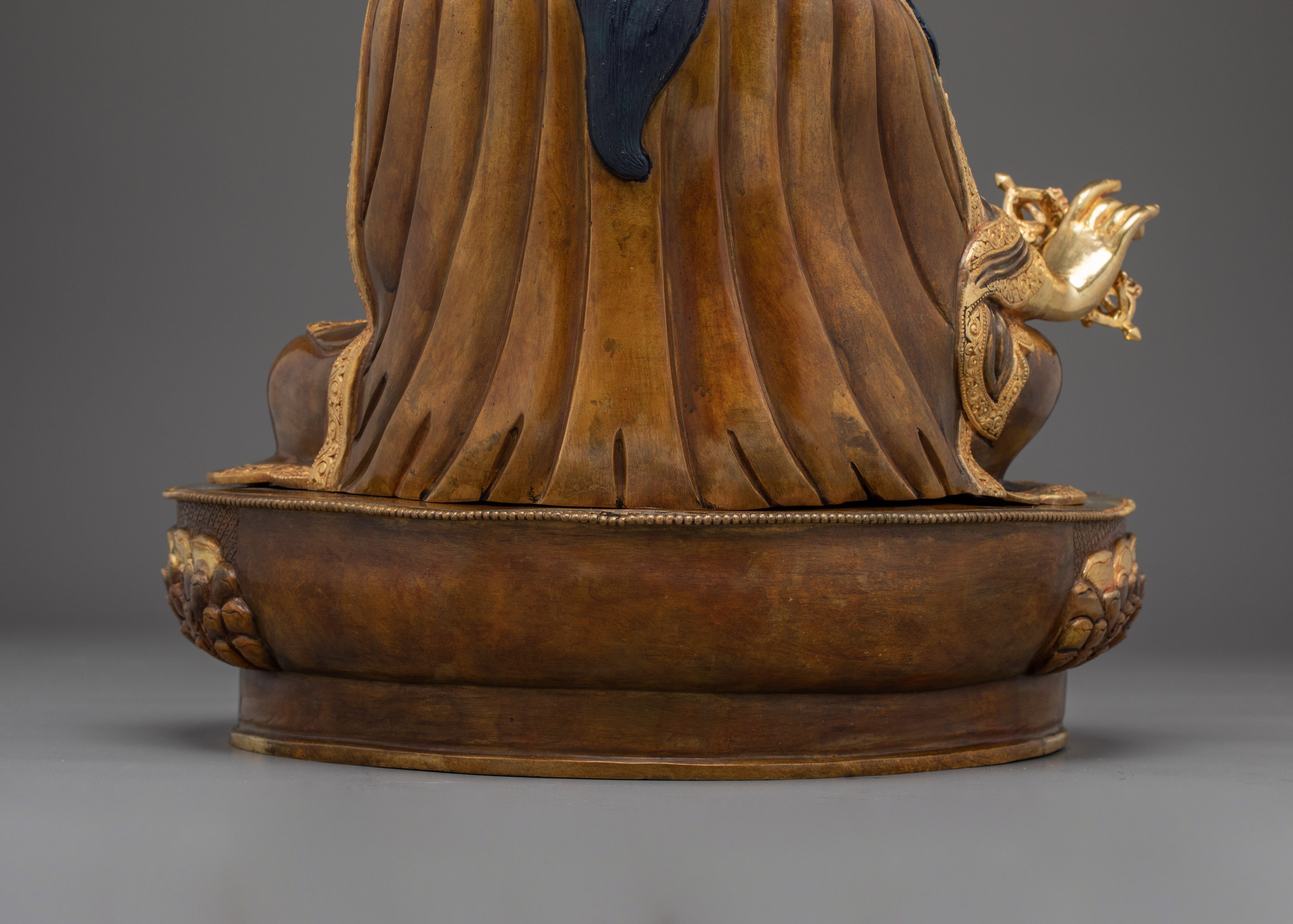 Guru Rinpoche (Padmasambhava) Copper Sculpture | Tibetan Buddhist Art With Gemstones