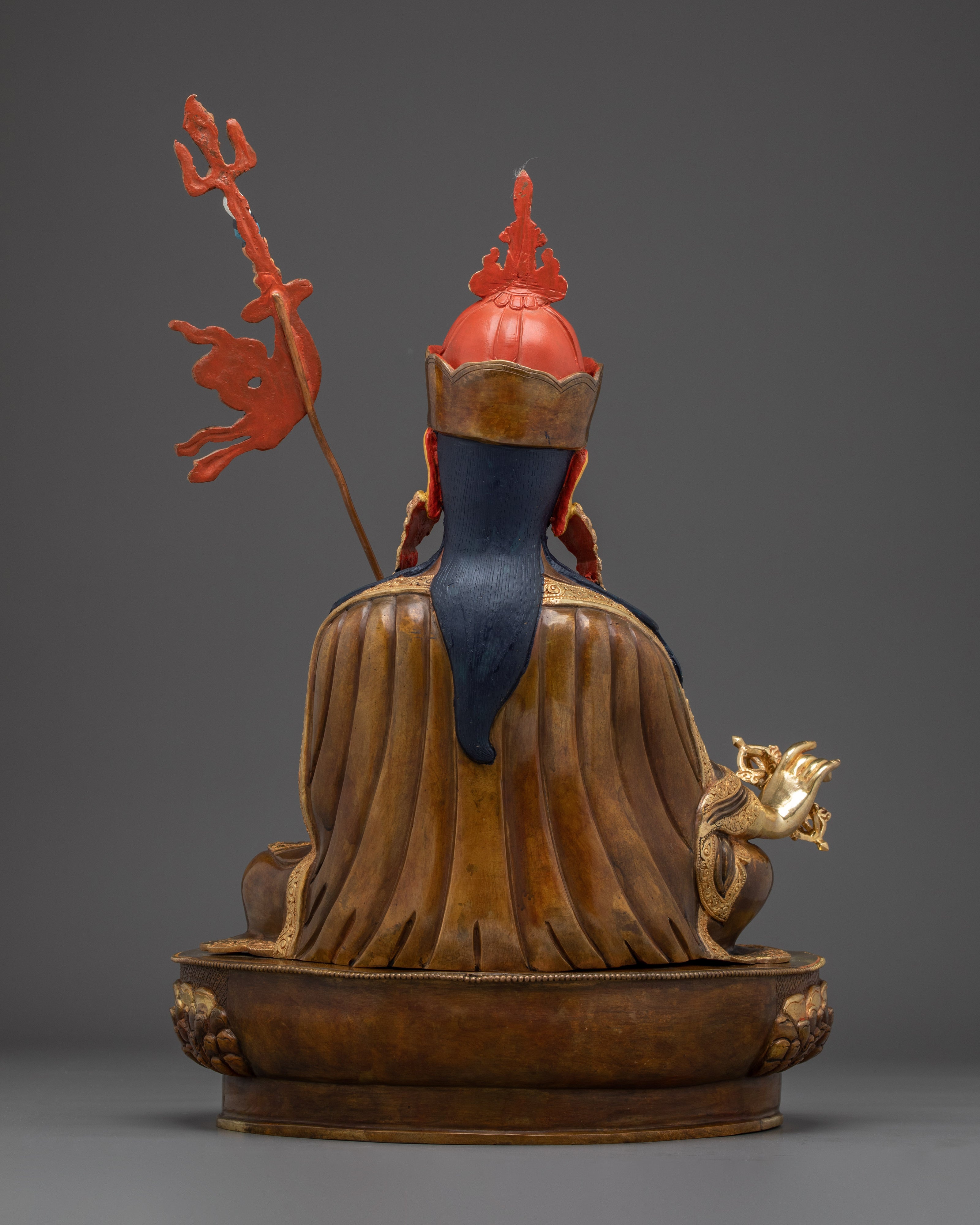 Guru Rinpoche (Padmasambhava) Copper Sculpture | Tibetan Buddhist Art With Gemstones
