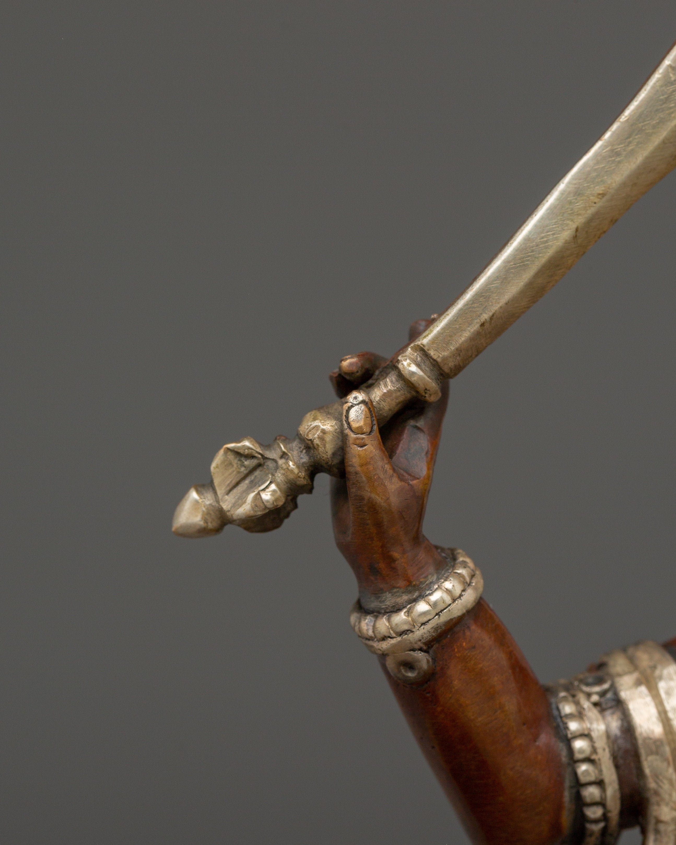 Simhanada Manjushri Copper Sculpture | Sculpture of the Bodhisattva of Wisdom