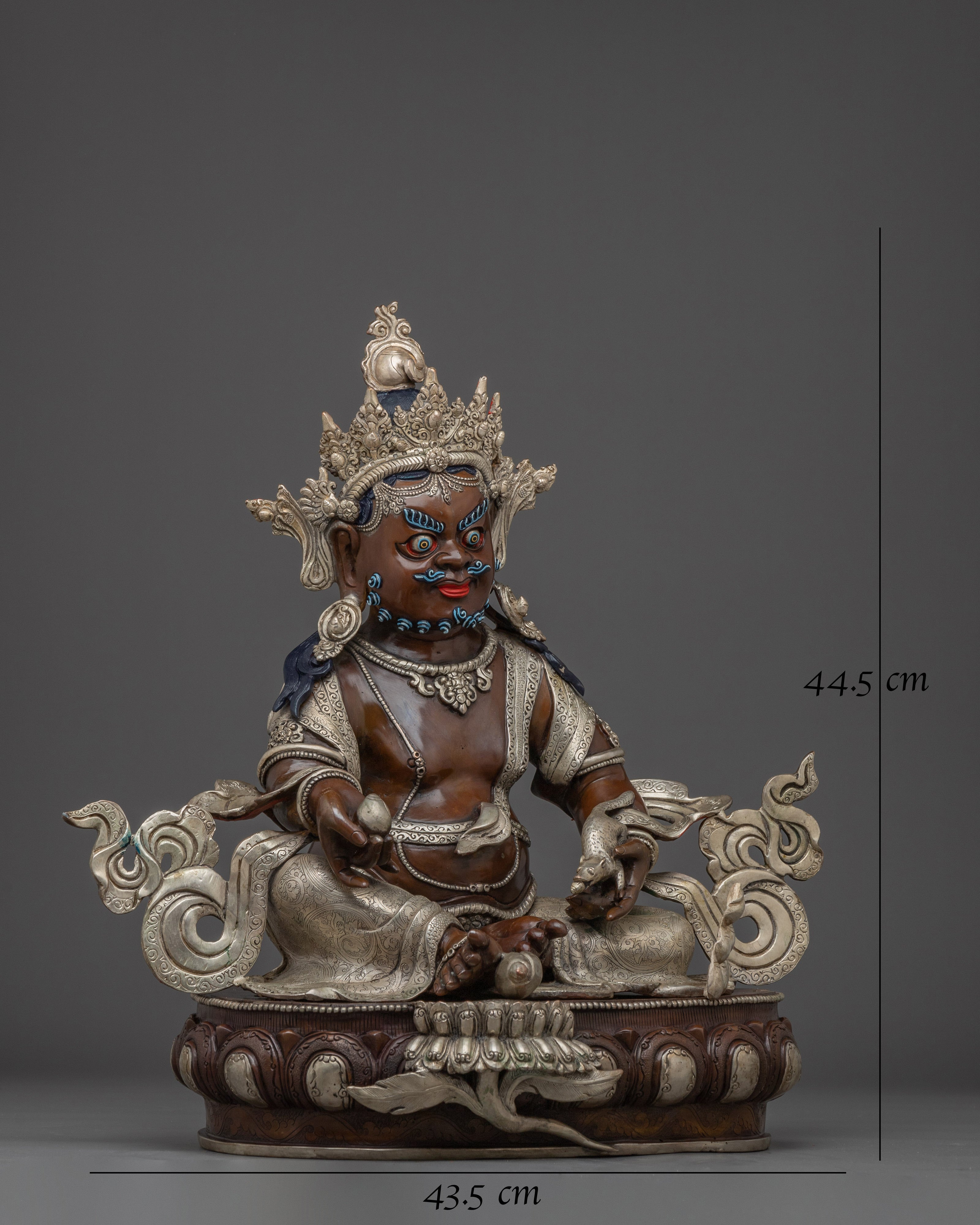 Dzambhala Statue with Silver-Plated