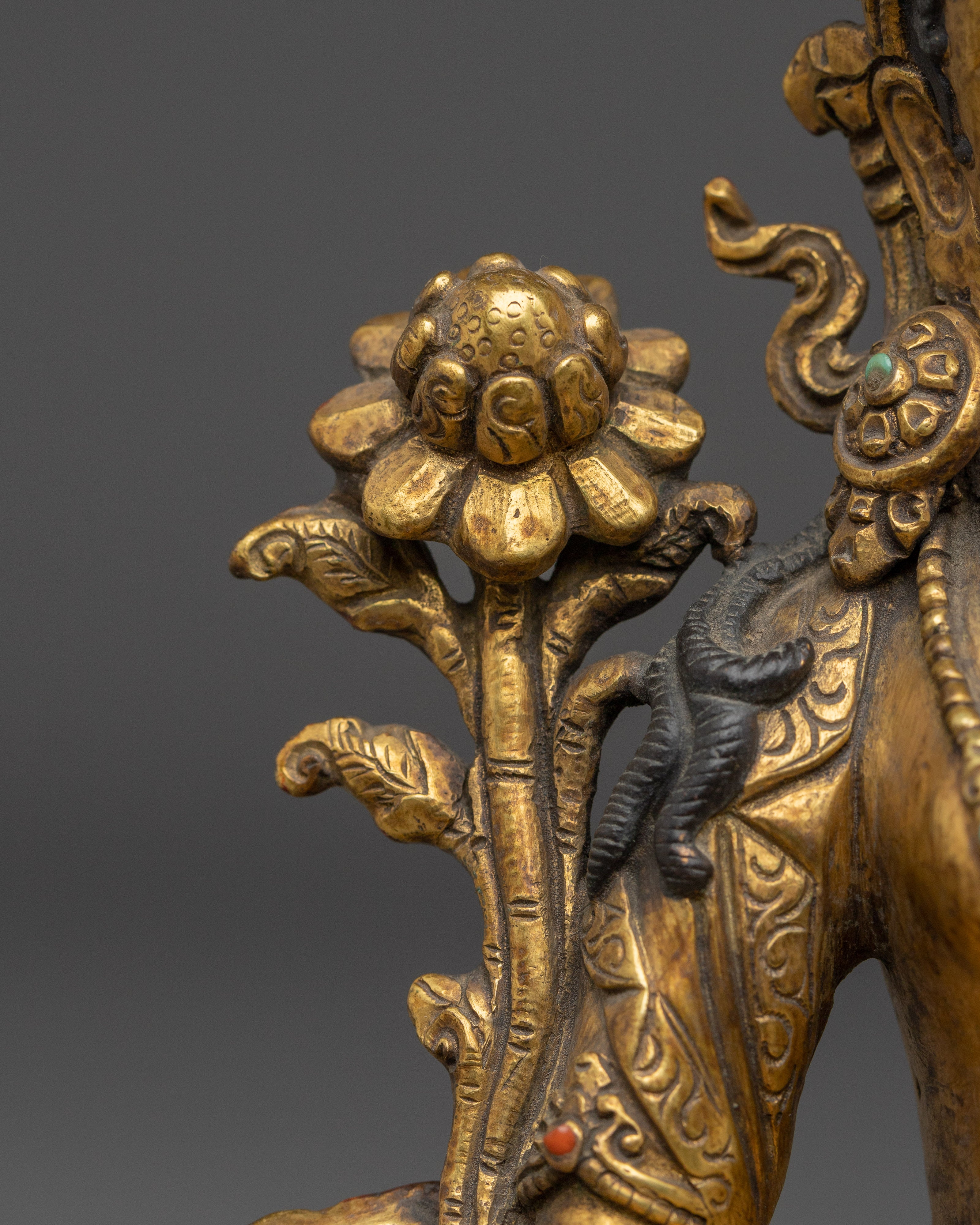 Peaceful Golden White Tara Statue in Copper | Symbol of Compassion and Longevity