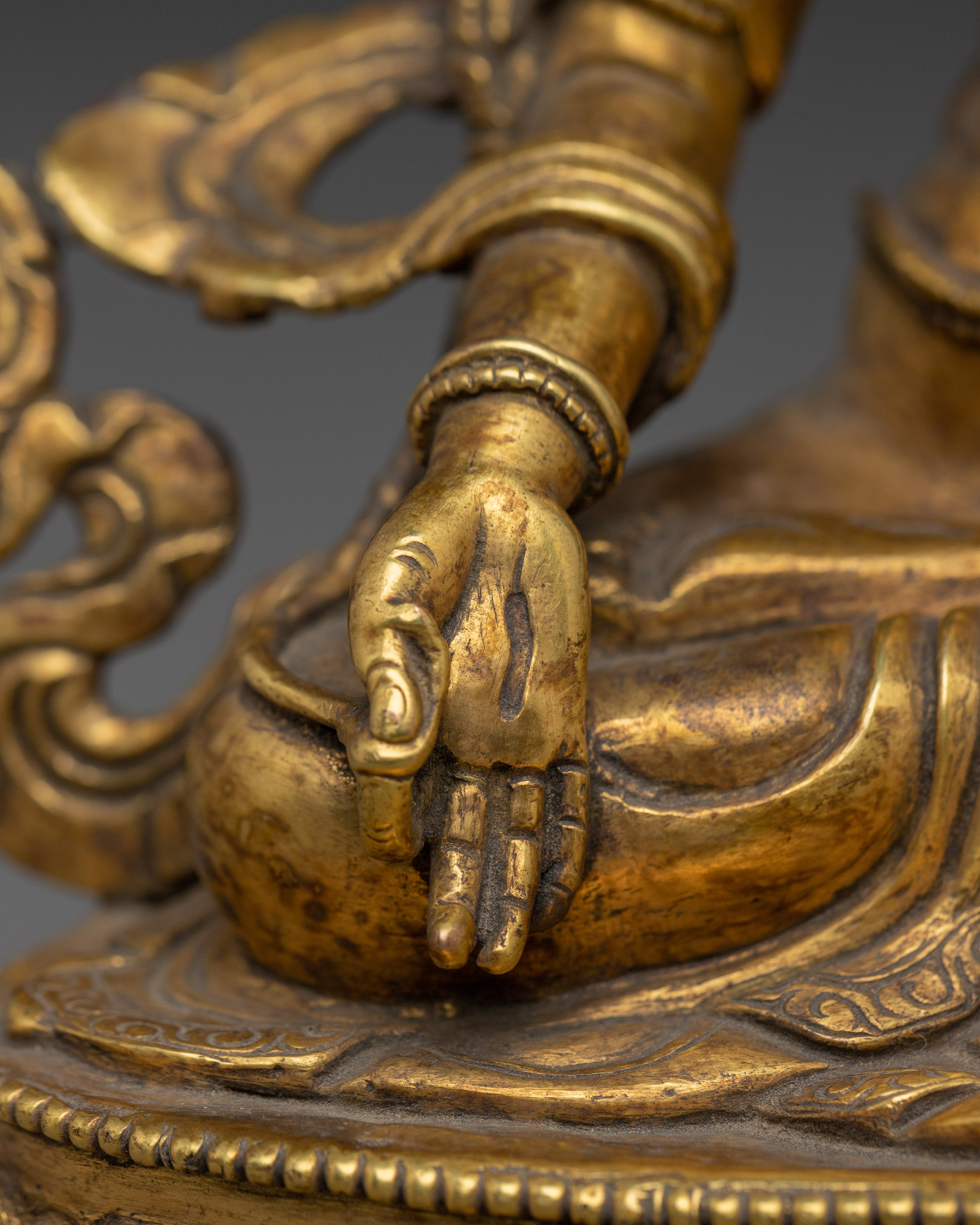 Peaceful Golden White Tara Statue in Copper | Symbol of Compassion and Longevity