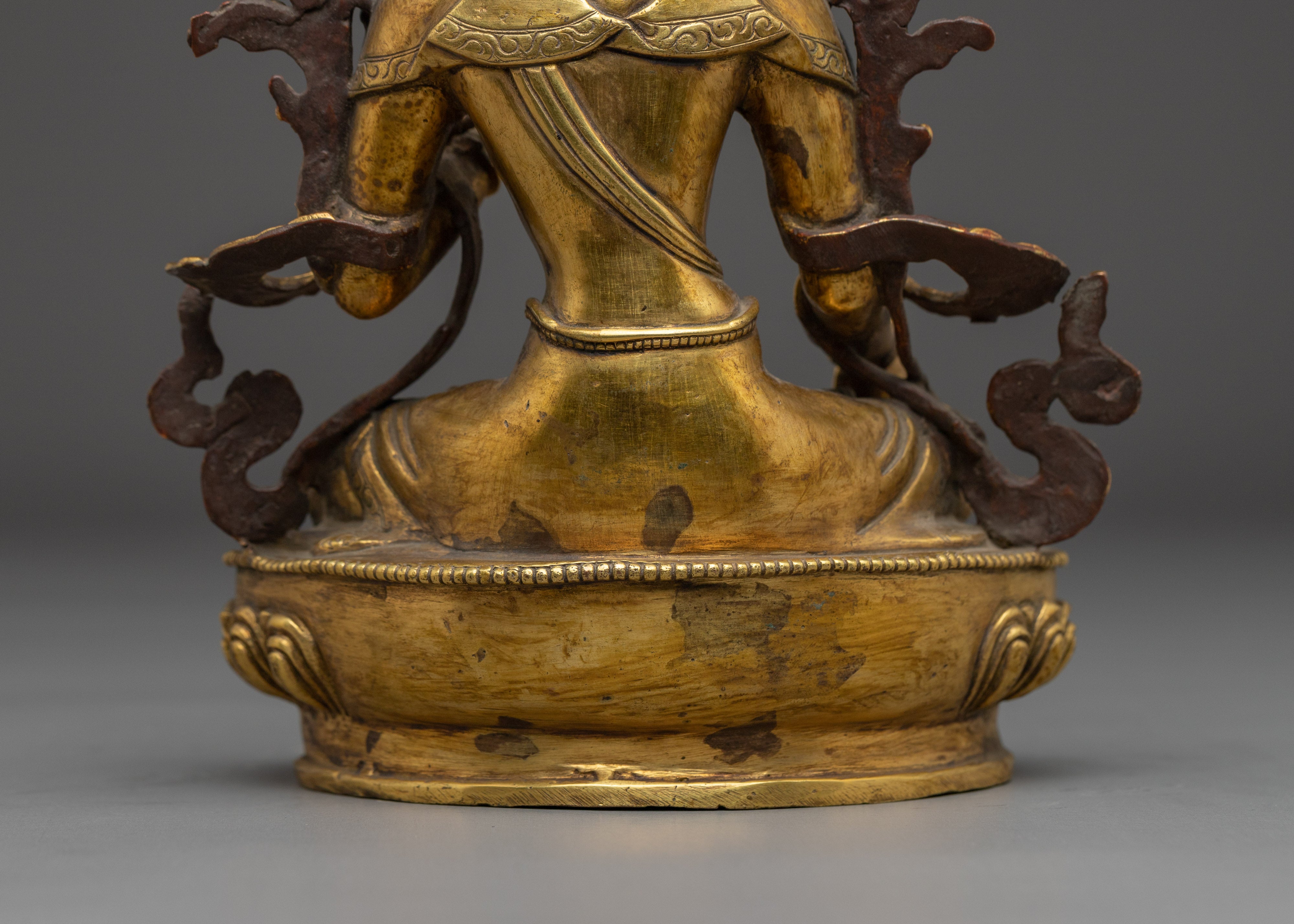 Peaceful Golden White Tara Statue in Copper | Symbol of Compassion and Longevity