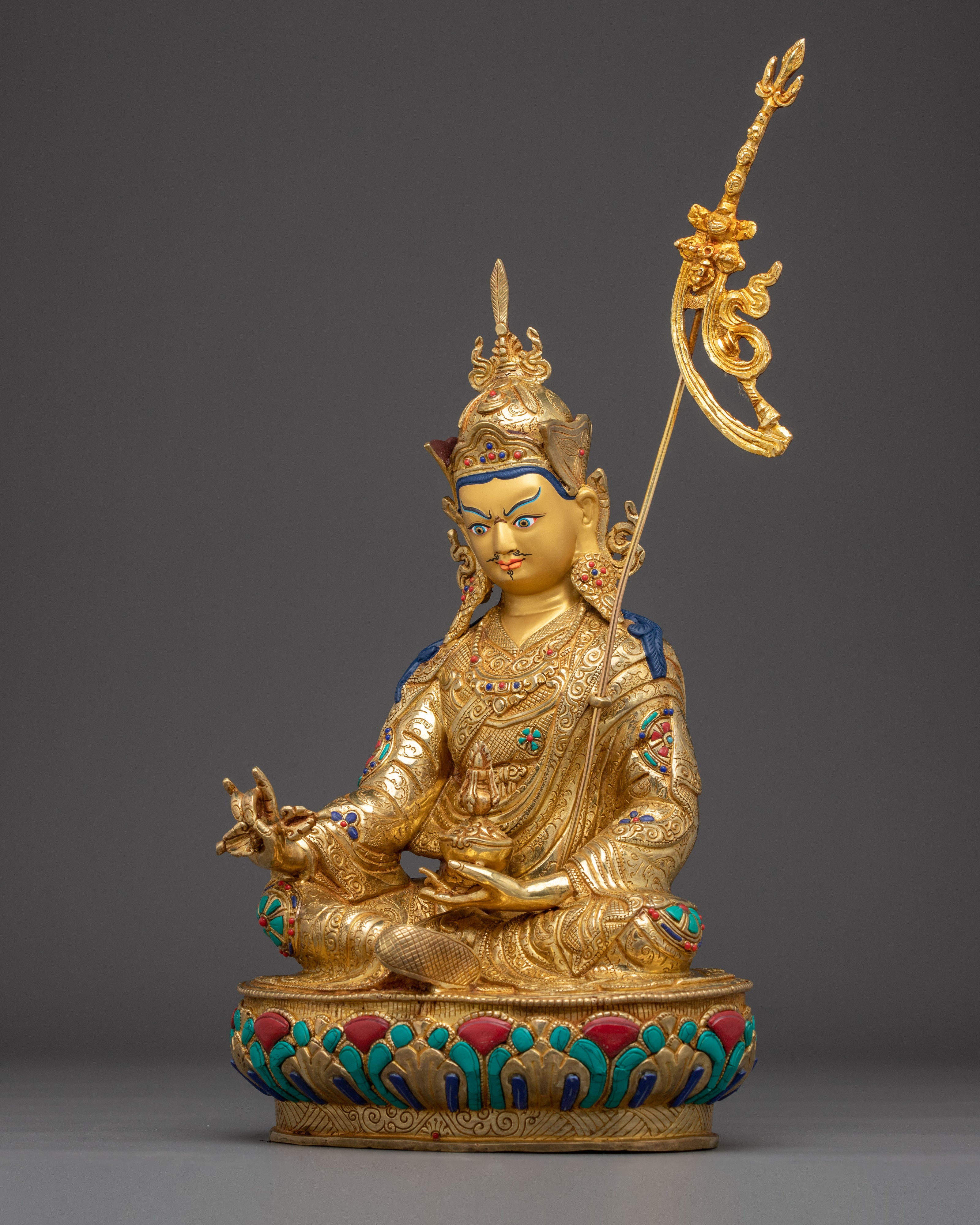 Guru Rinpoche, Lotus Born Figure | Handcrafted Icon of Enlightened Power