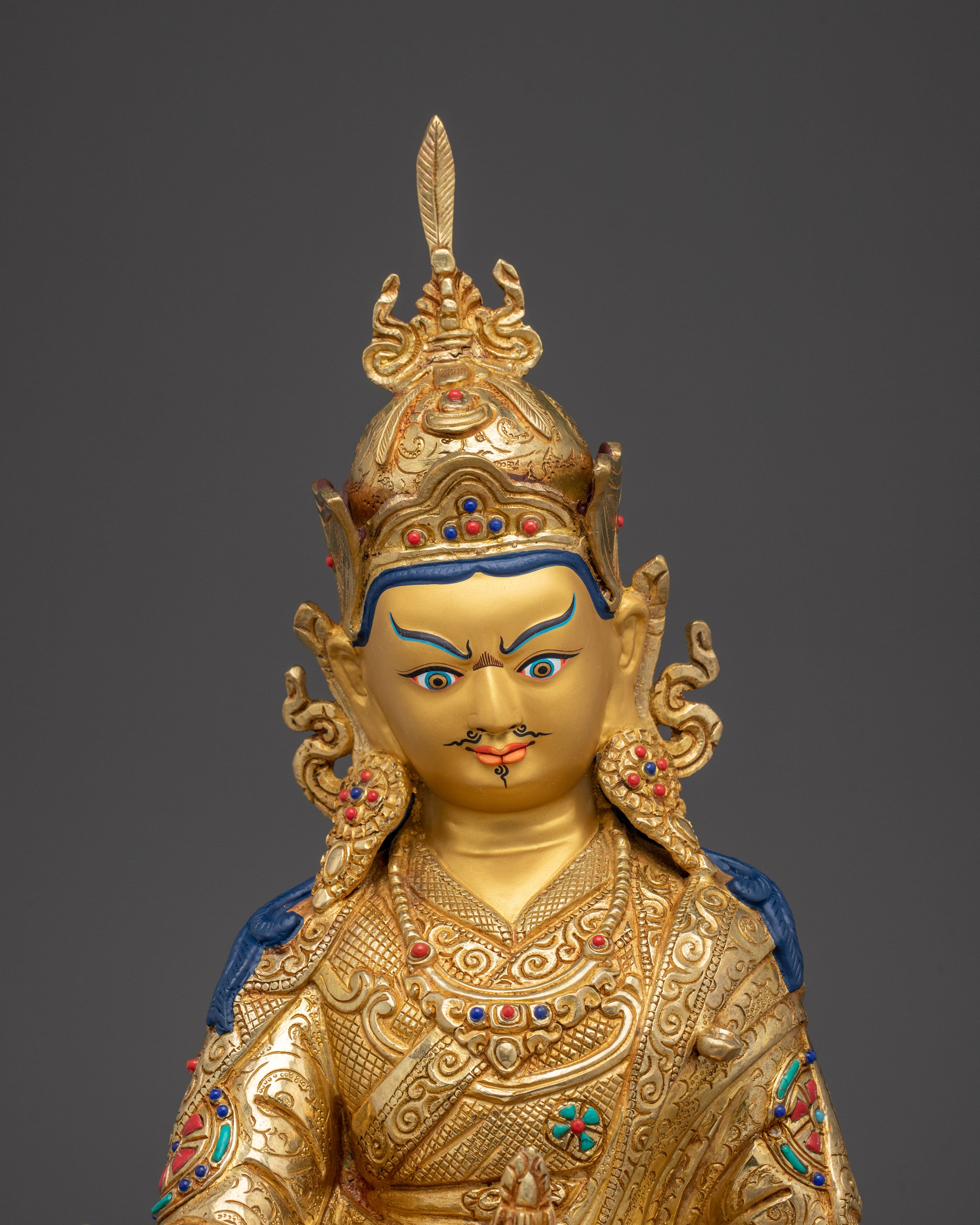 Guru Rinpoche, Lotus Born Figure | Handcrafted Icon of Enlightened Power