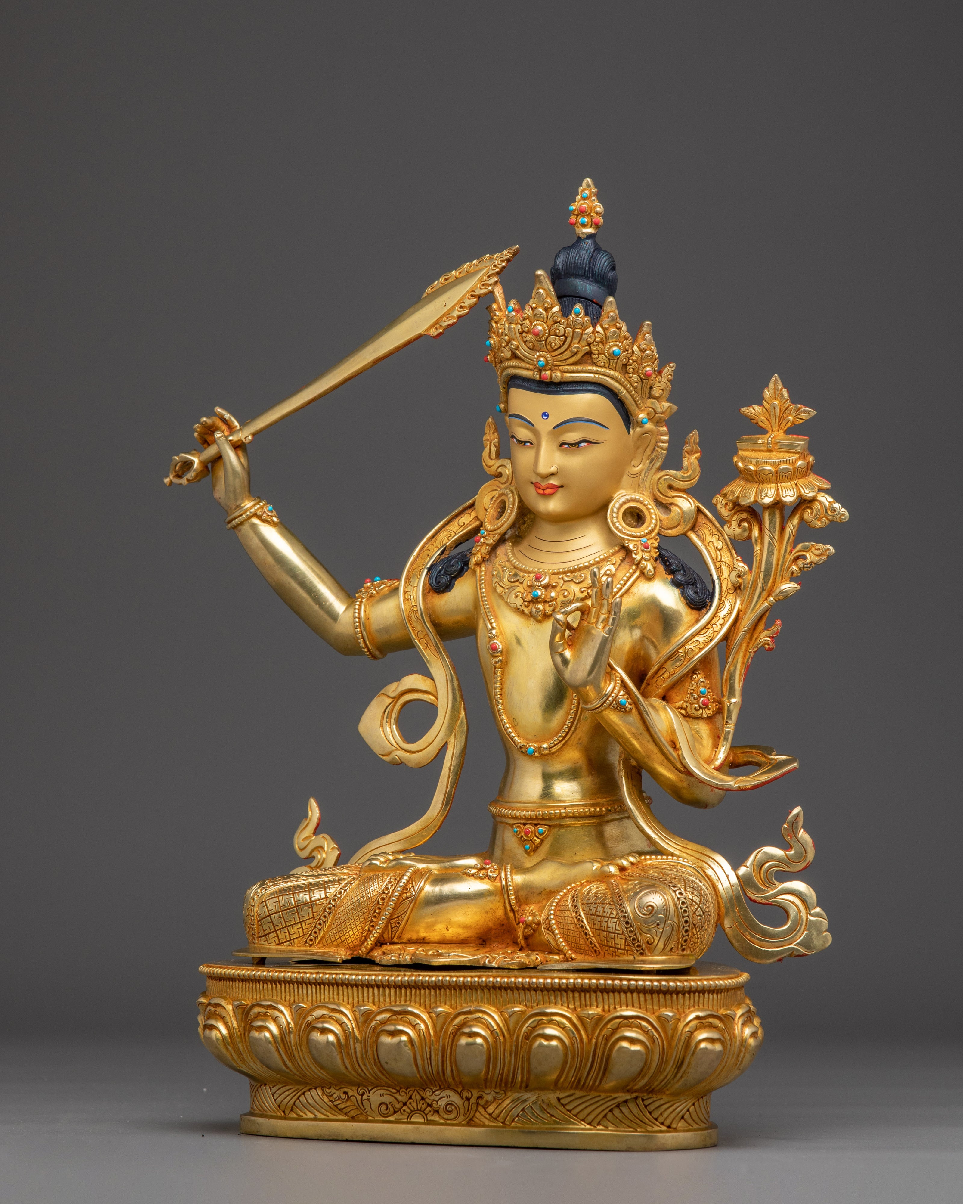 Wisdom Deity Manjushri Art | Himalayan Spiritual Figurine