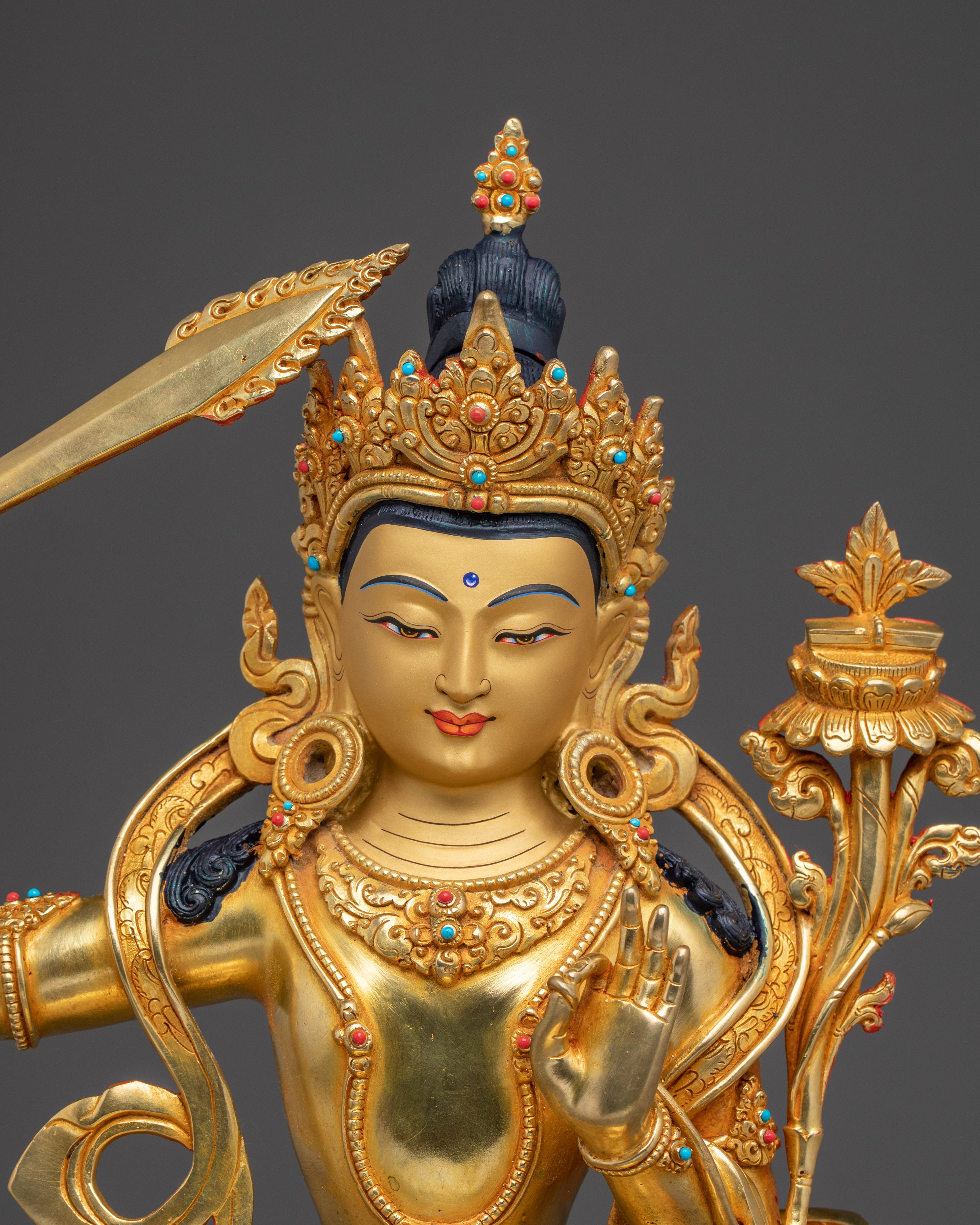 Wisdom Deity Manjushri Art | Himalayan Spiritual Figurine