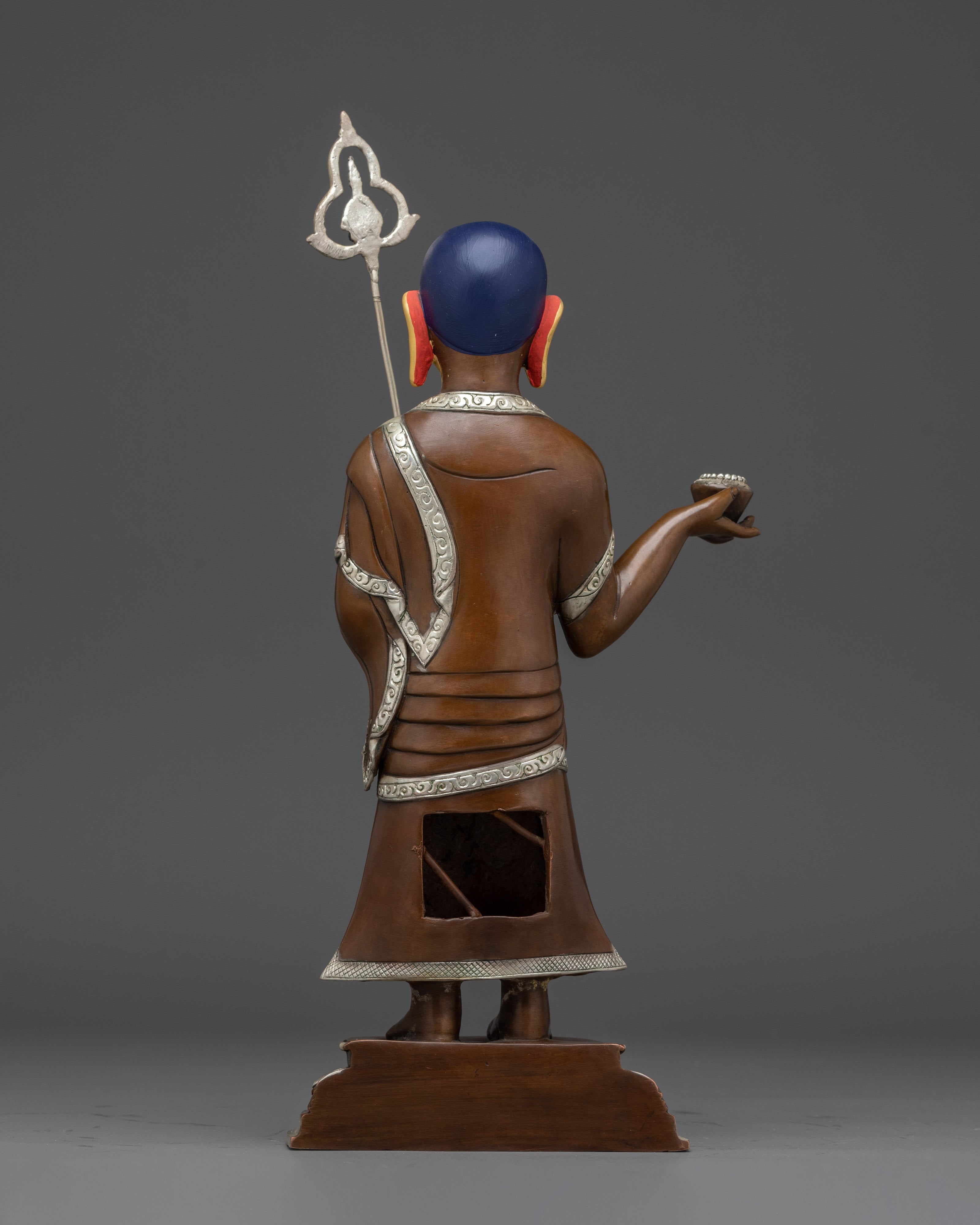 Shakyamuni Buddha with Disciples Statue Set | Copper with Gemstone & Silver Finish