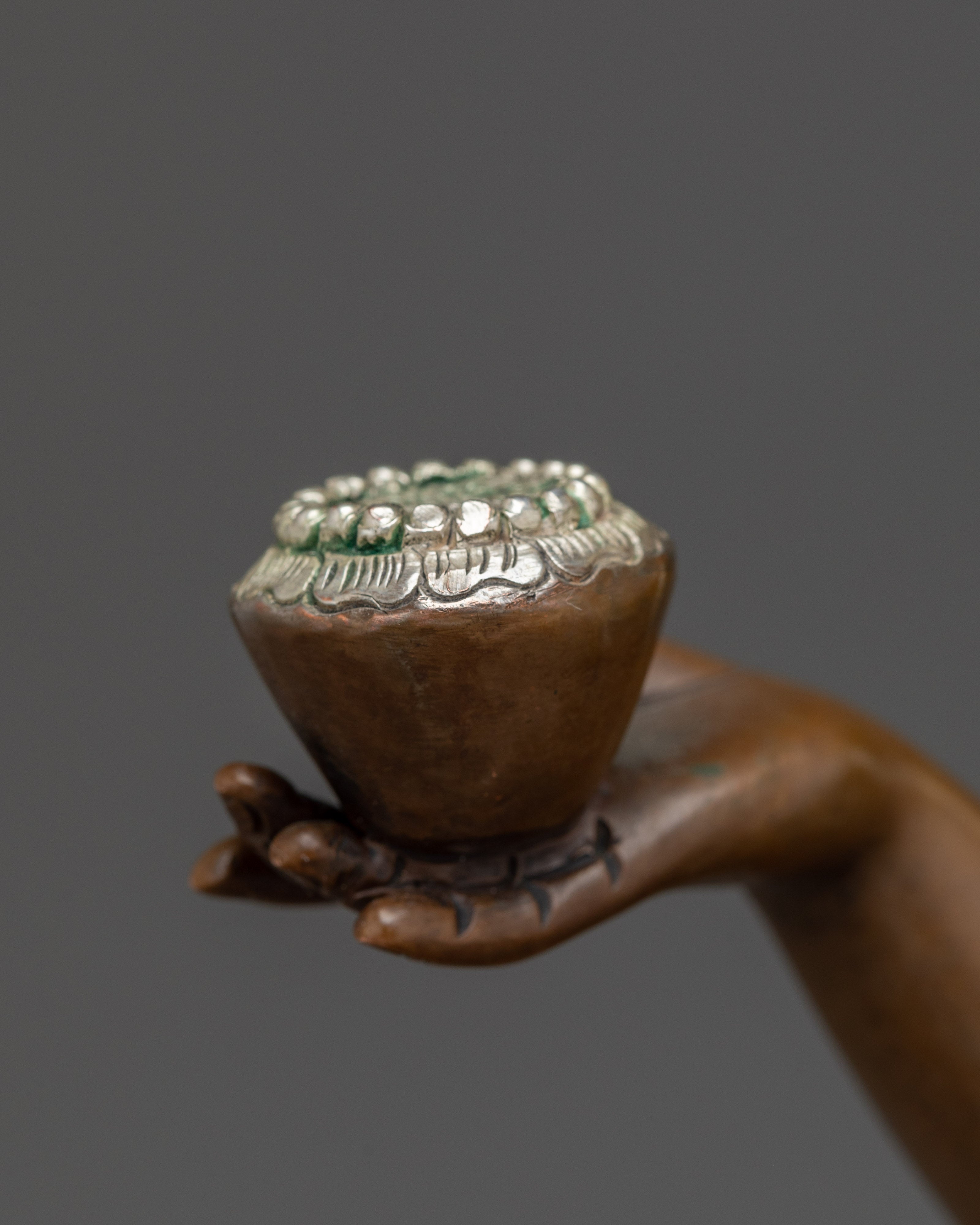 Shakyamuni Buddha with Disciples Statue Set | Copper with Gemstone & Silver Finish