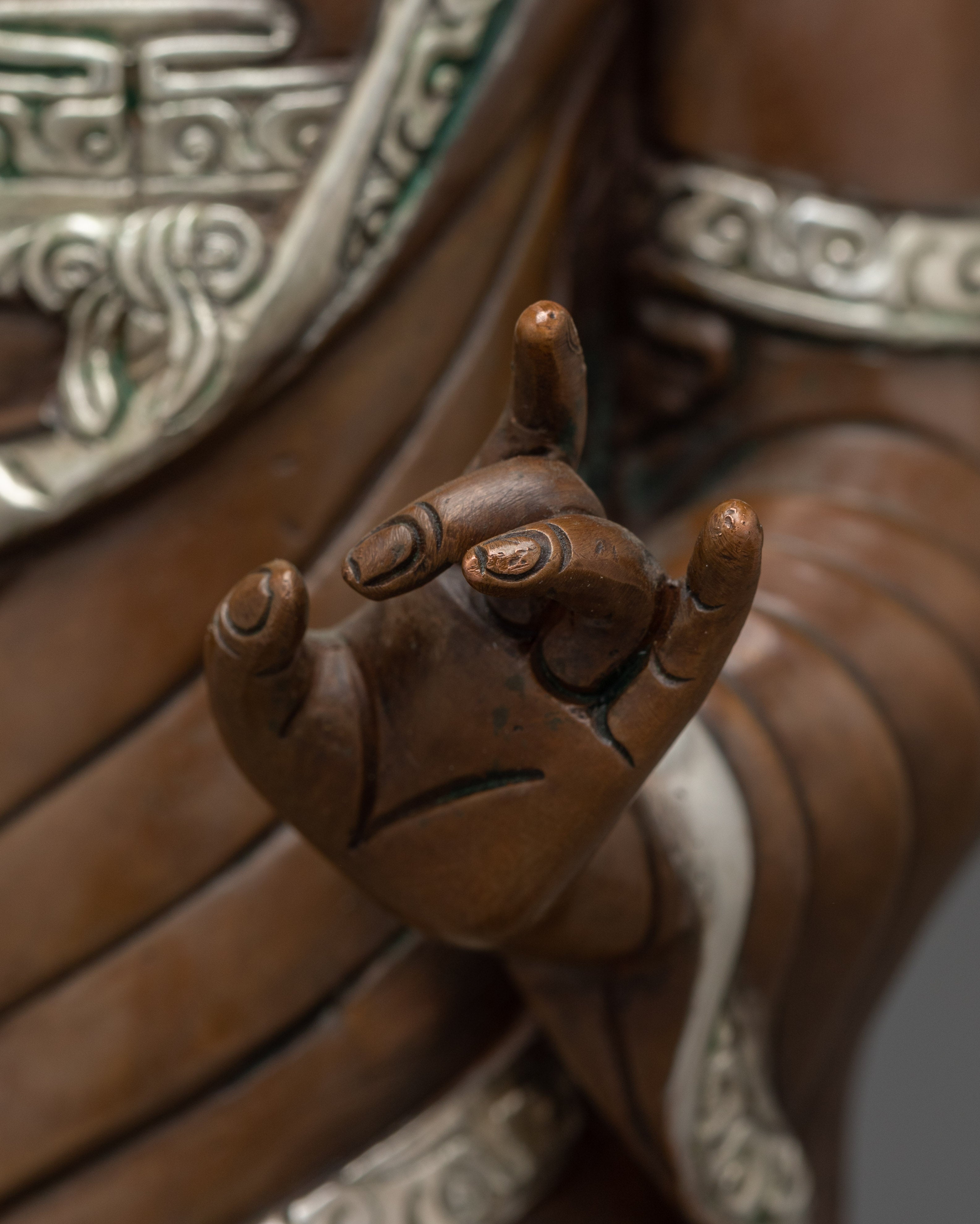 Disciples of Shakyamuni Buddha Copper Statue | Silver & Gold Finish