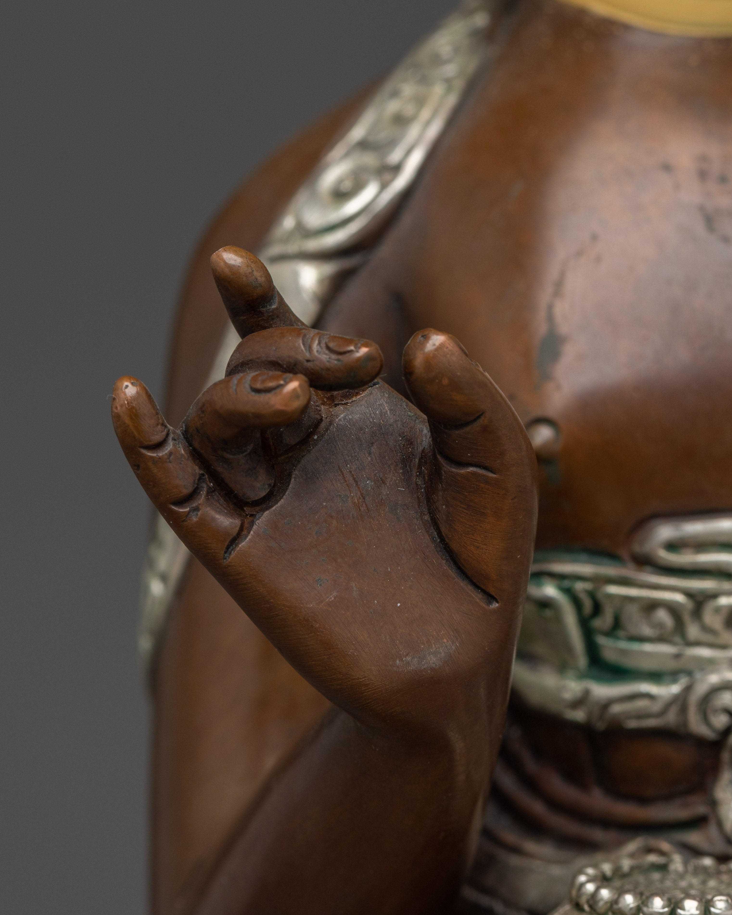 Disciples of Shakyamuni Buddha Copper Statue | Silver & Gold Finish