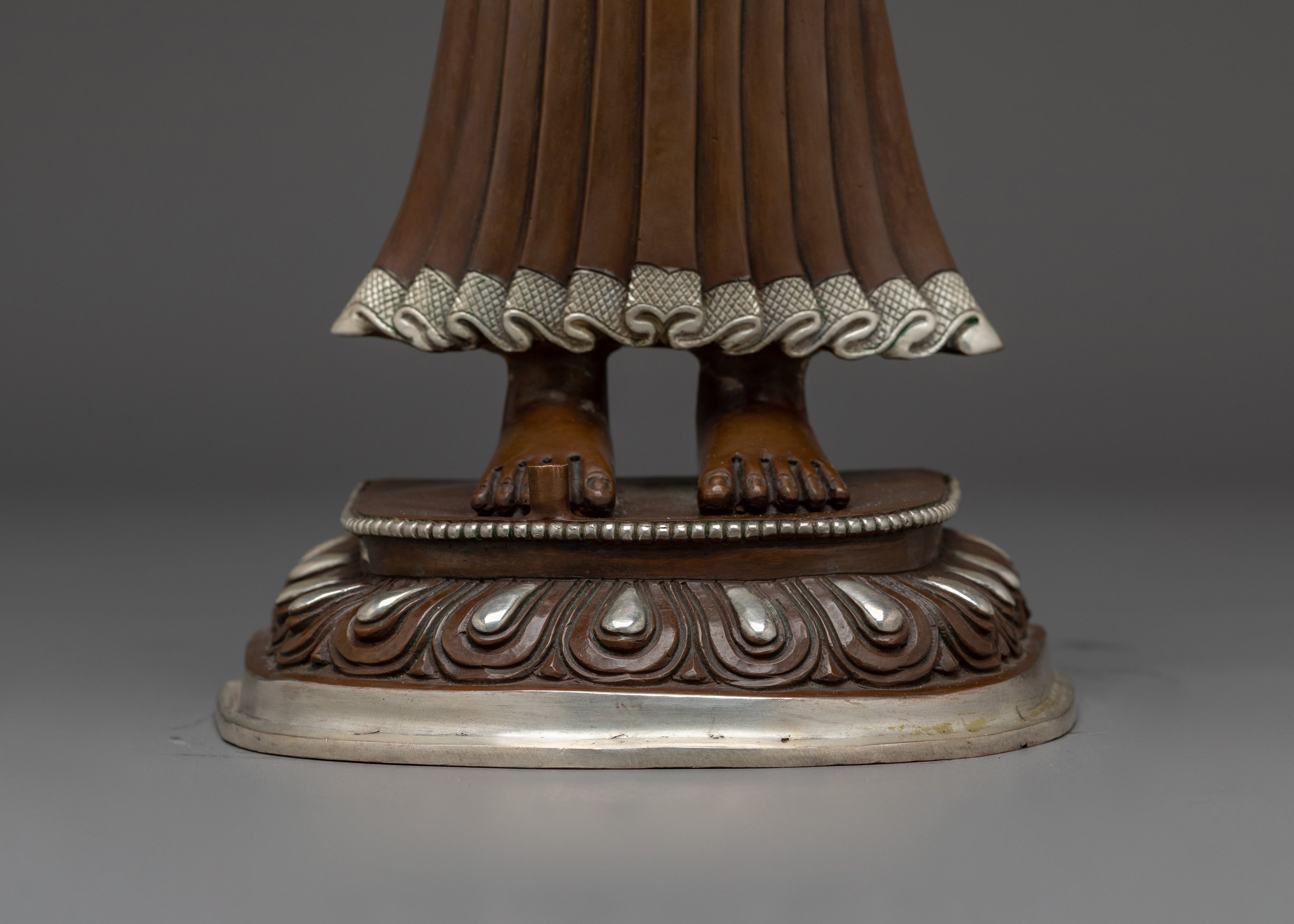 Disciples of Shakyamuni Buddha Copper Statue | Silver & Gold Finish