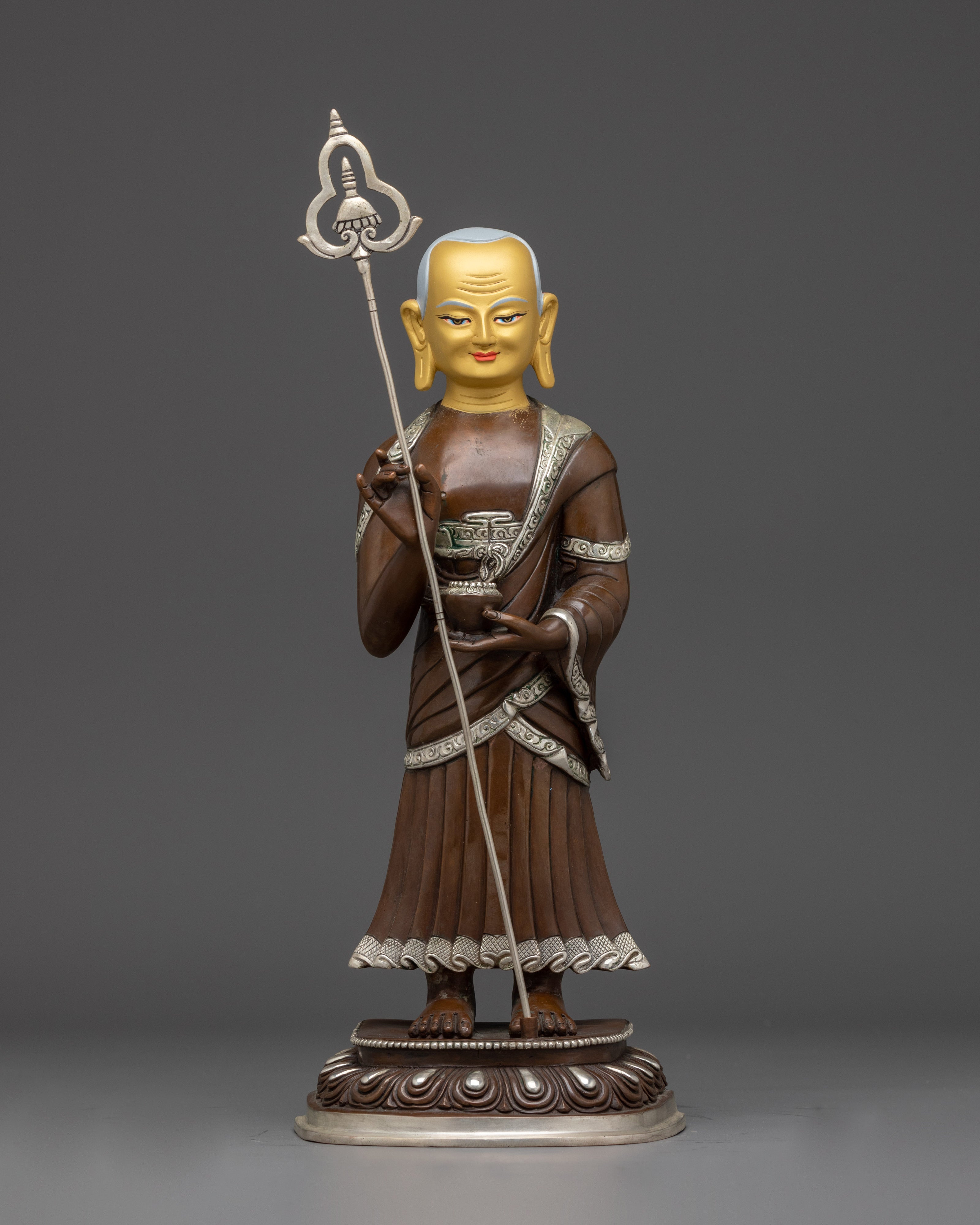 Disciples of Shakyamuni Buddha Copper Statue | Silver & Gold Finish