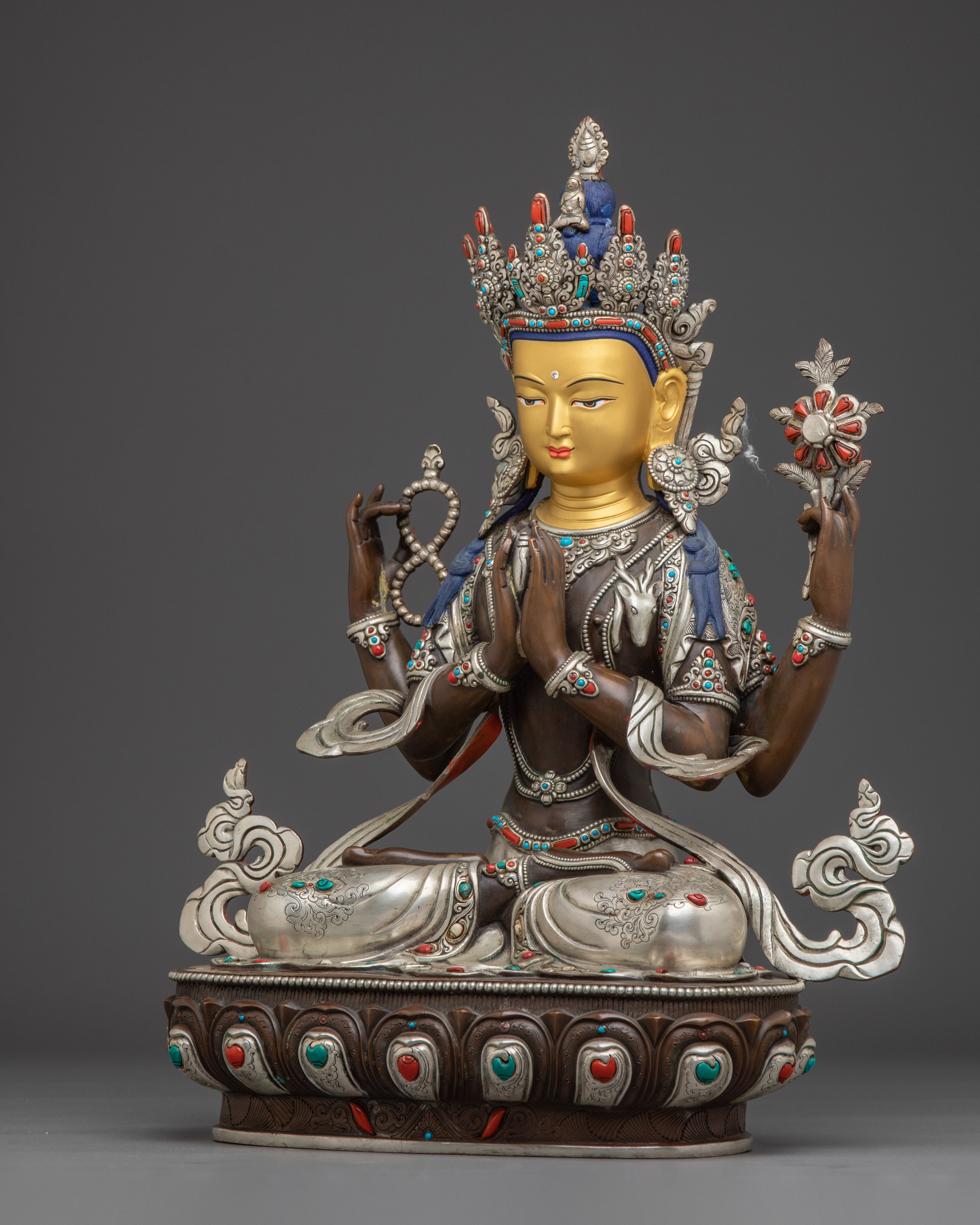 Enlightened Compassion Icon Chenrezig | Sacred Vajrayana Sculpture