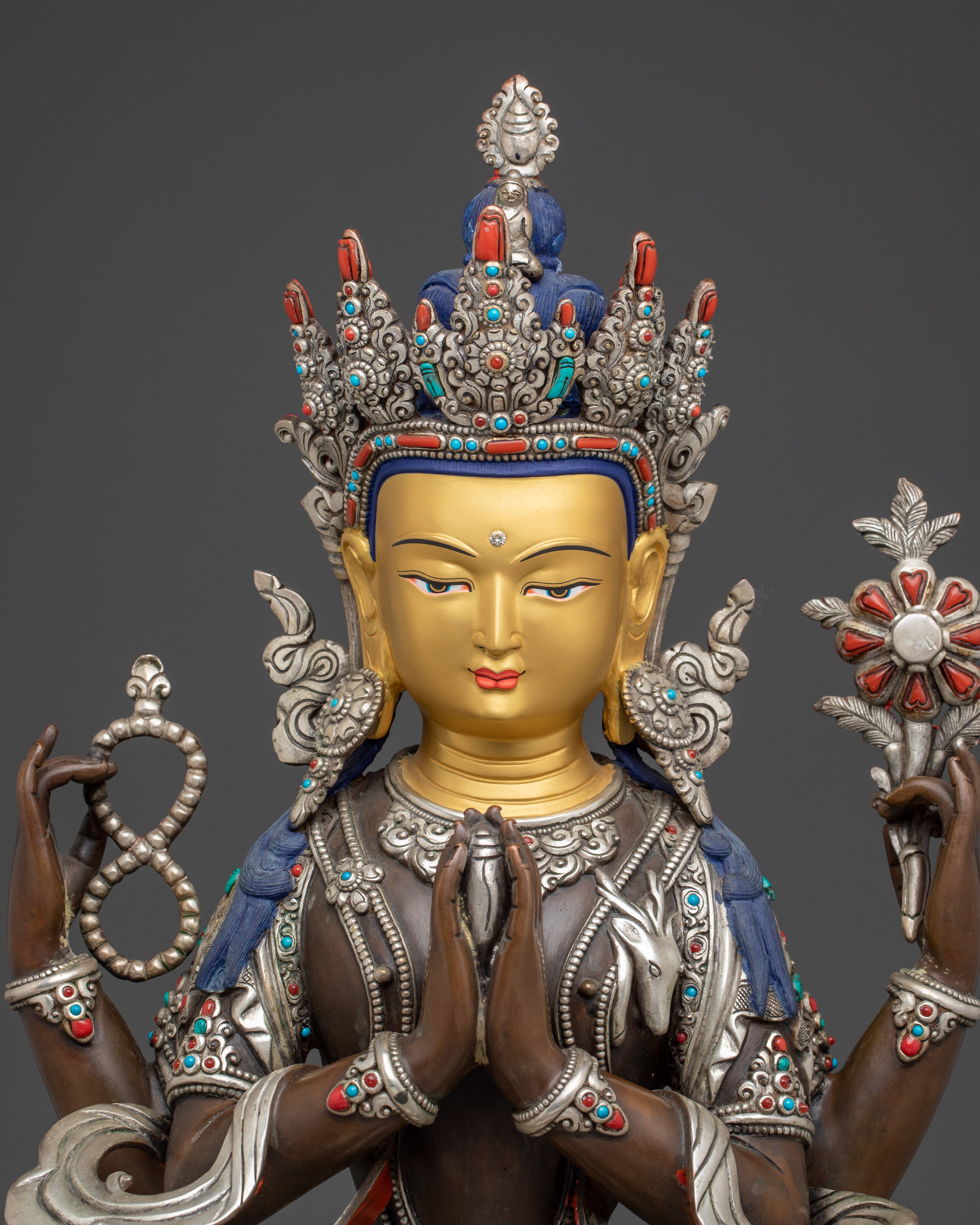 Enlightened Compassion Icon Chenrezig | Sacred Vajrayana Sculpture