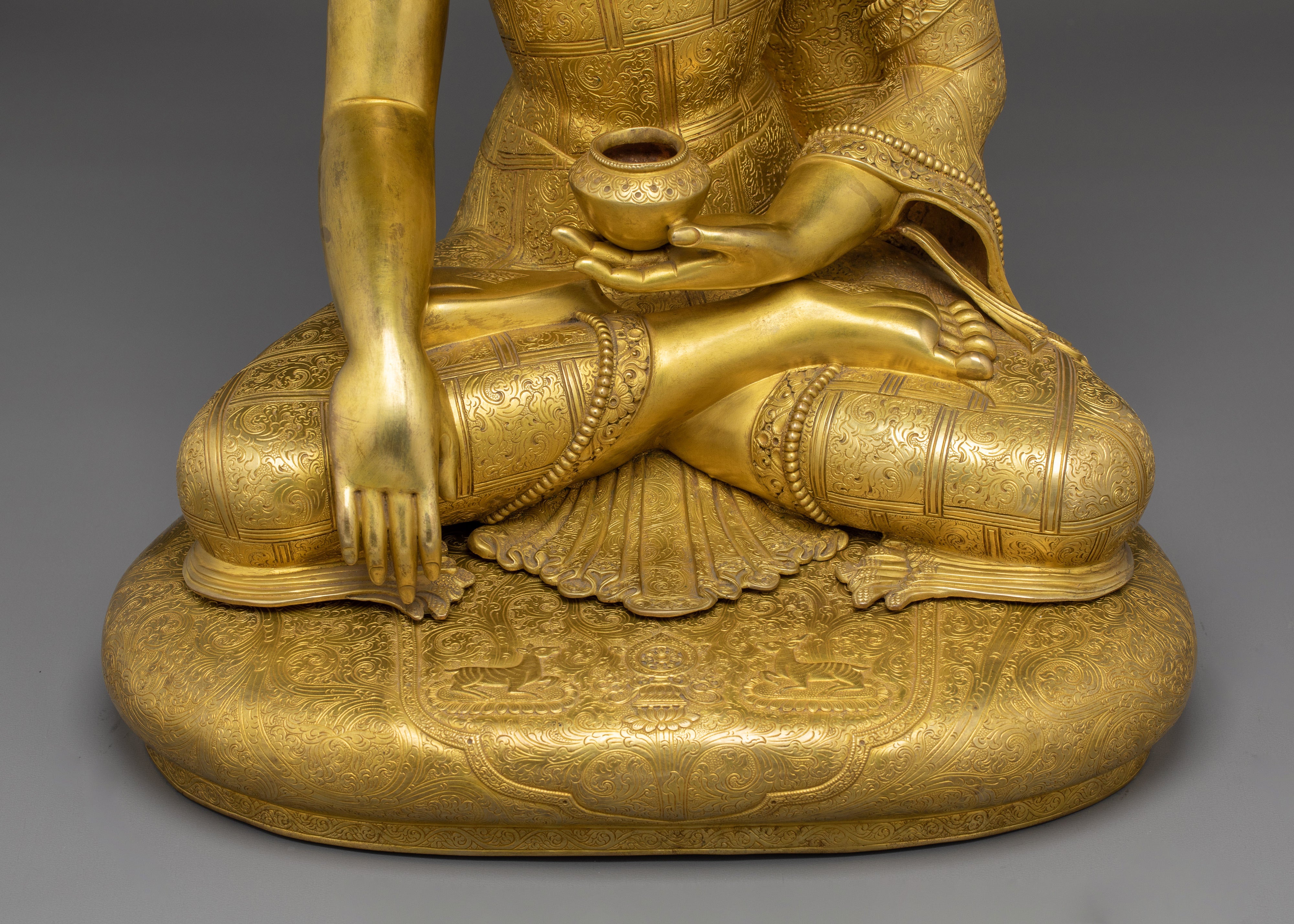 Tibetan Shakyamuni Buddha Golden Figurine | Spiritual Meditation & Altar Decor