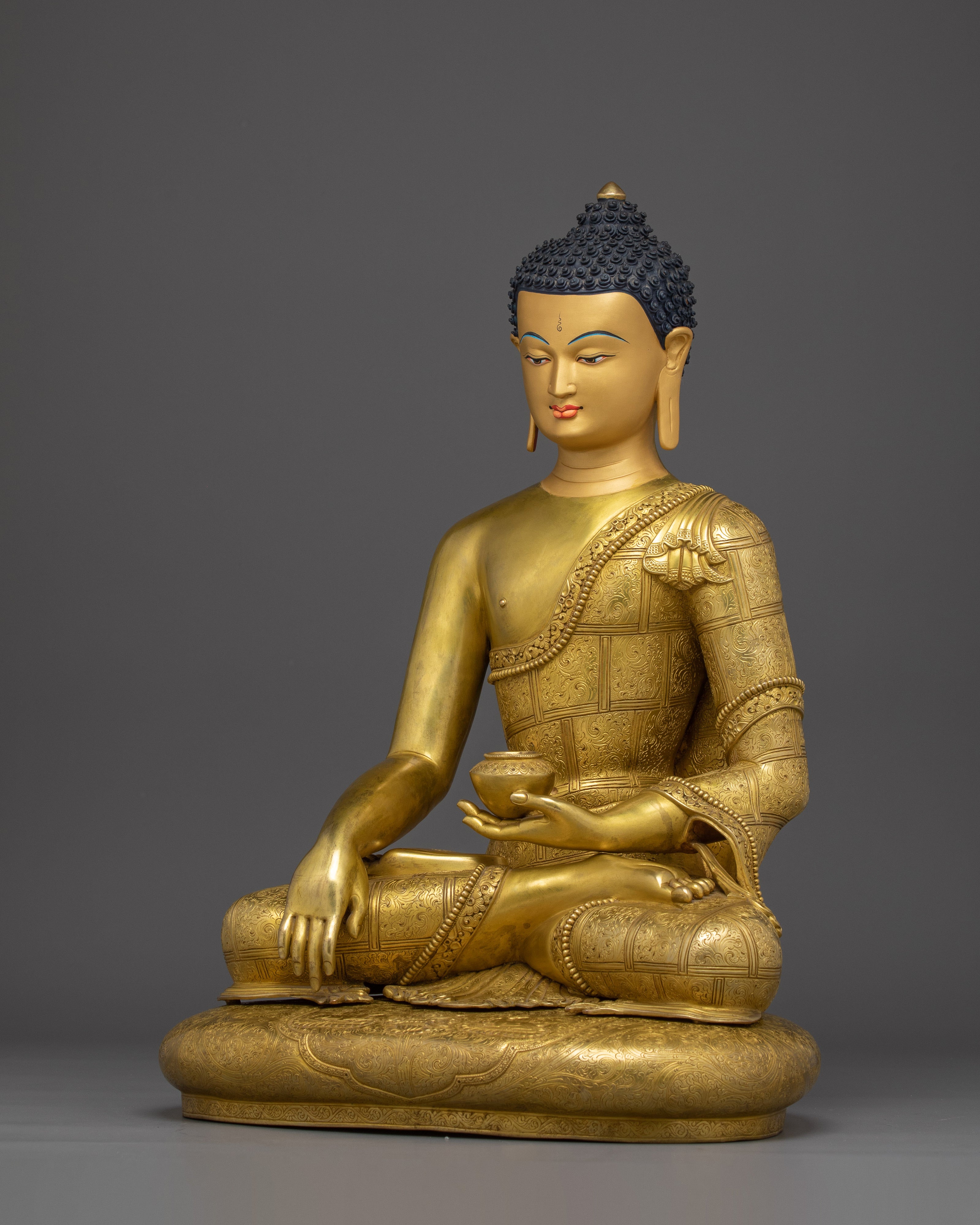 Tibetan Shakyamuni Buddha Golden Figurine | Spiritual Meditation & Altar Decor