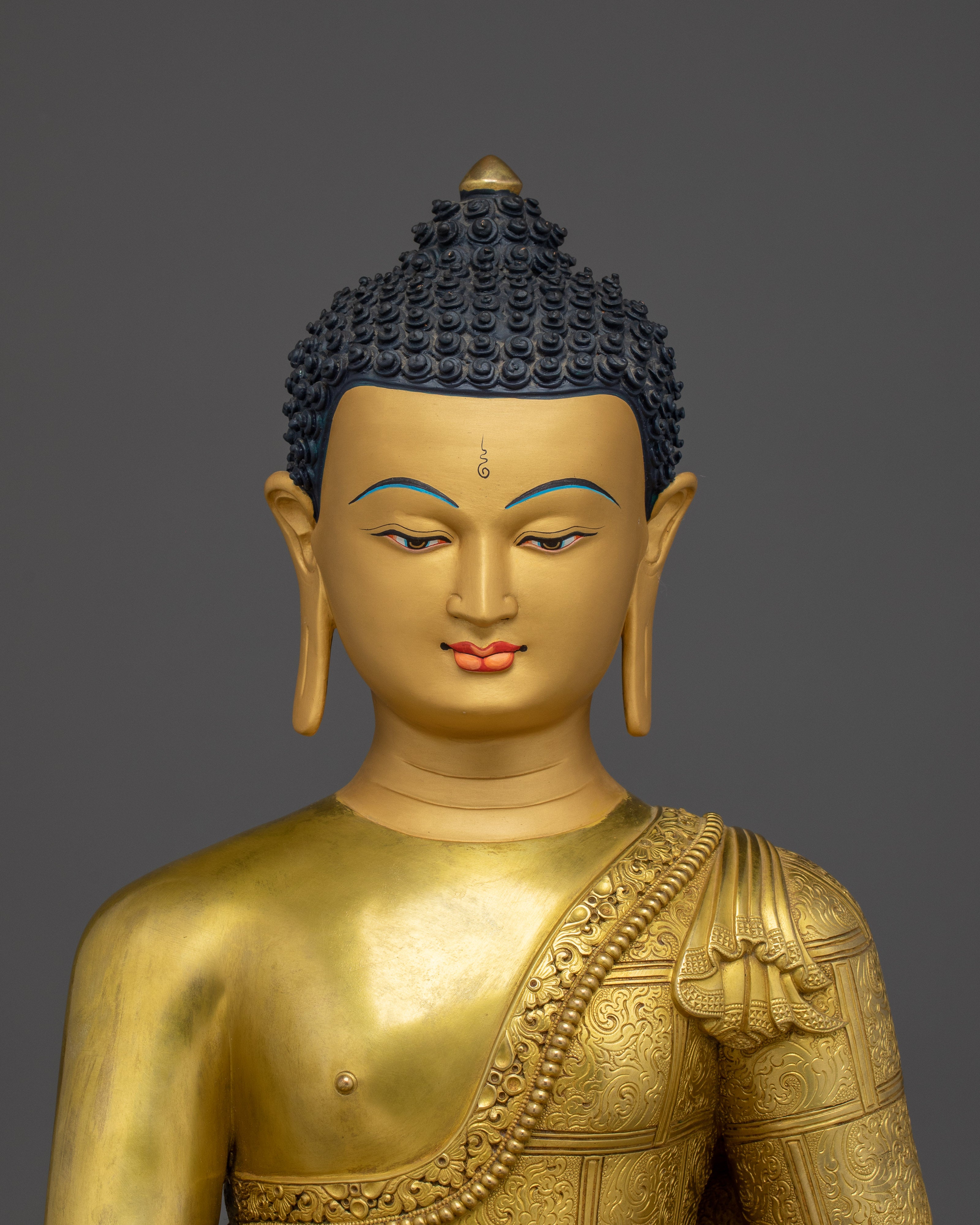 Tibetan Shakyamuni Buddha Golden Figurine | Spiritual Meditation & Altar Decor