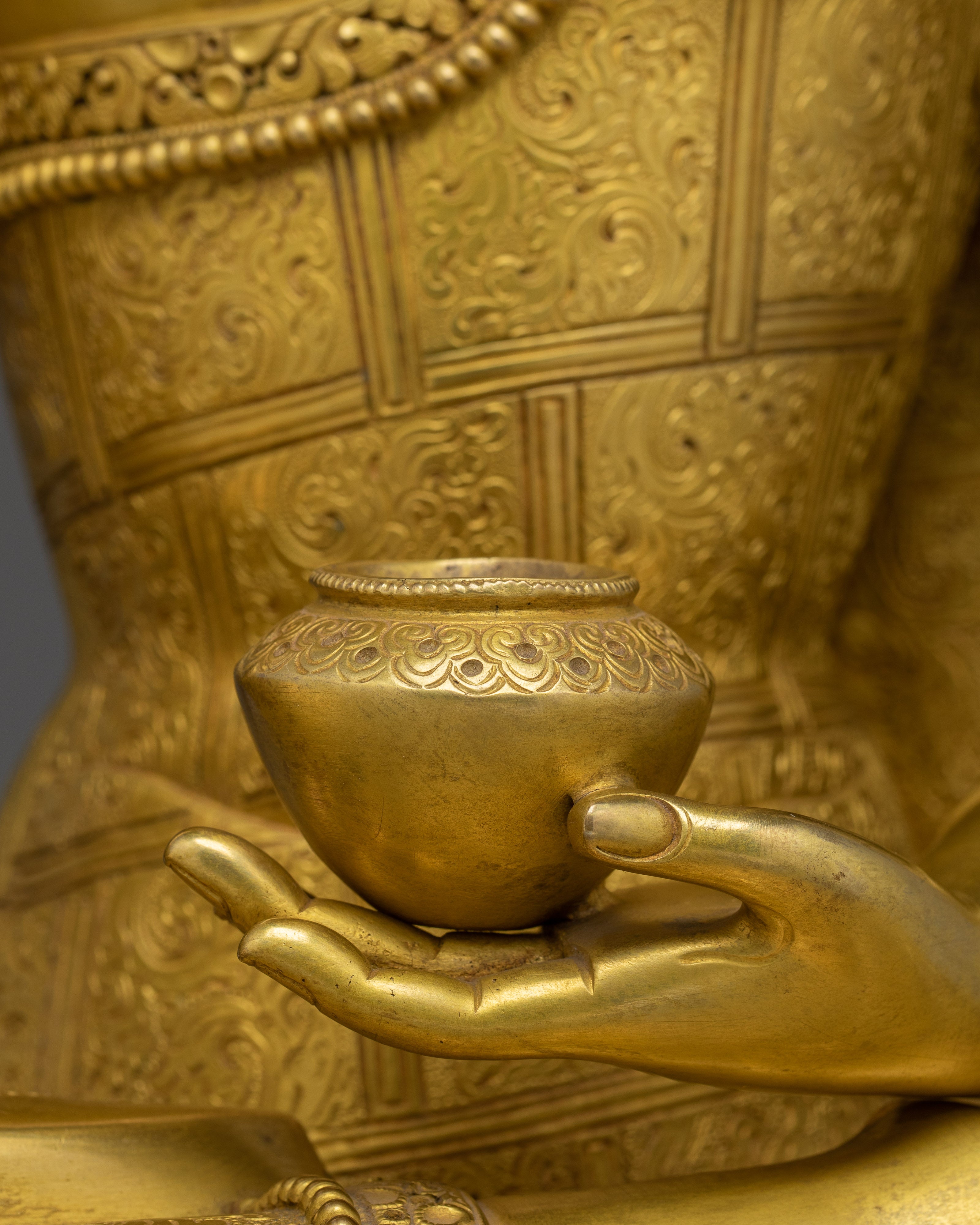 Tibetan Shakyamuni Buddha Golden Figurine | Spiritual Meditation & Altar Decor