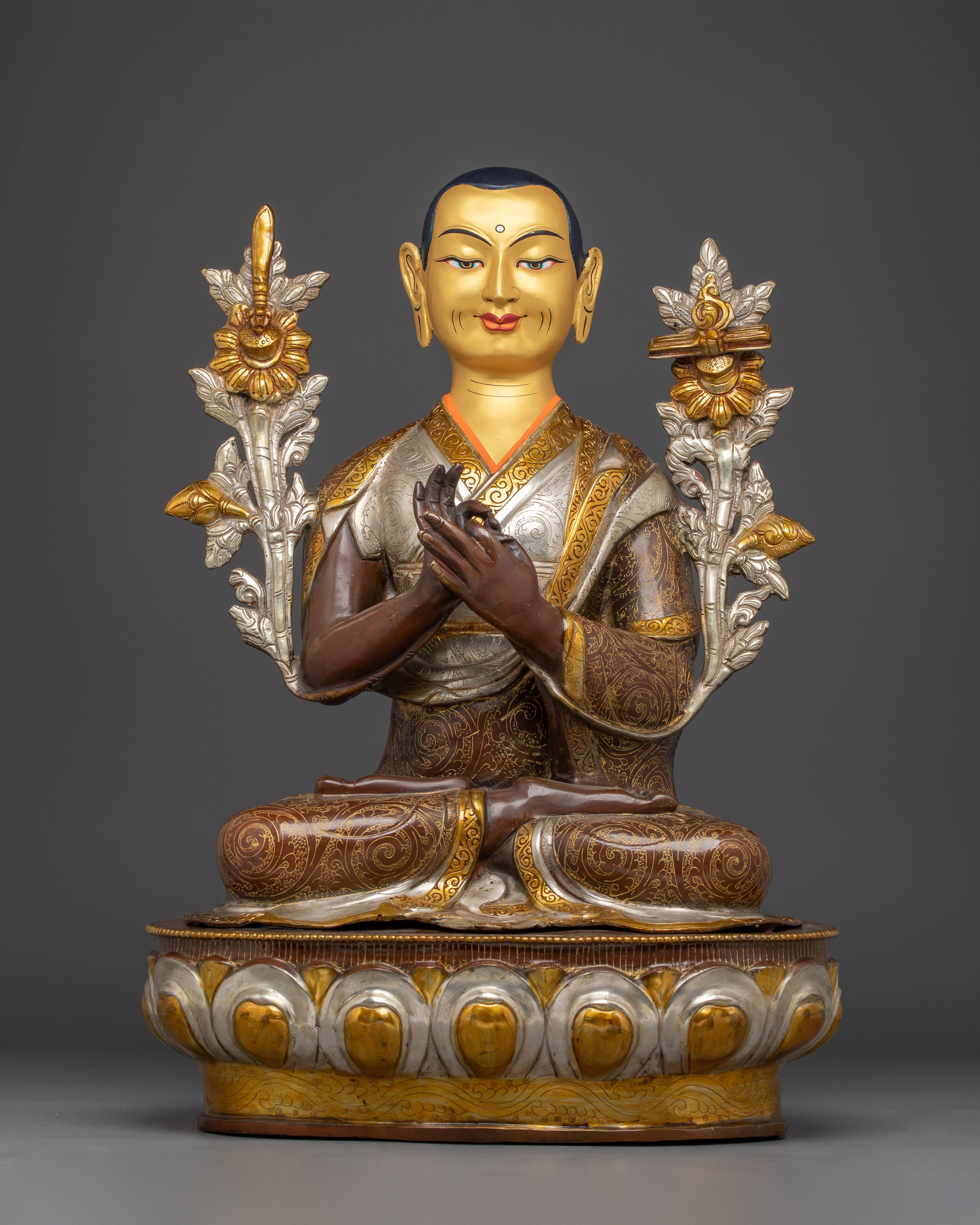 Copper Tsongkhapa Statue Set | Vajrayana Buddhist Masters