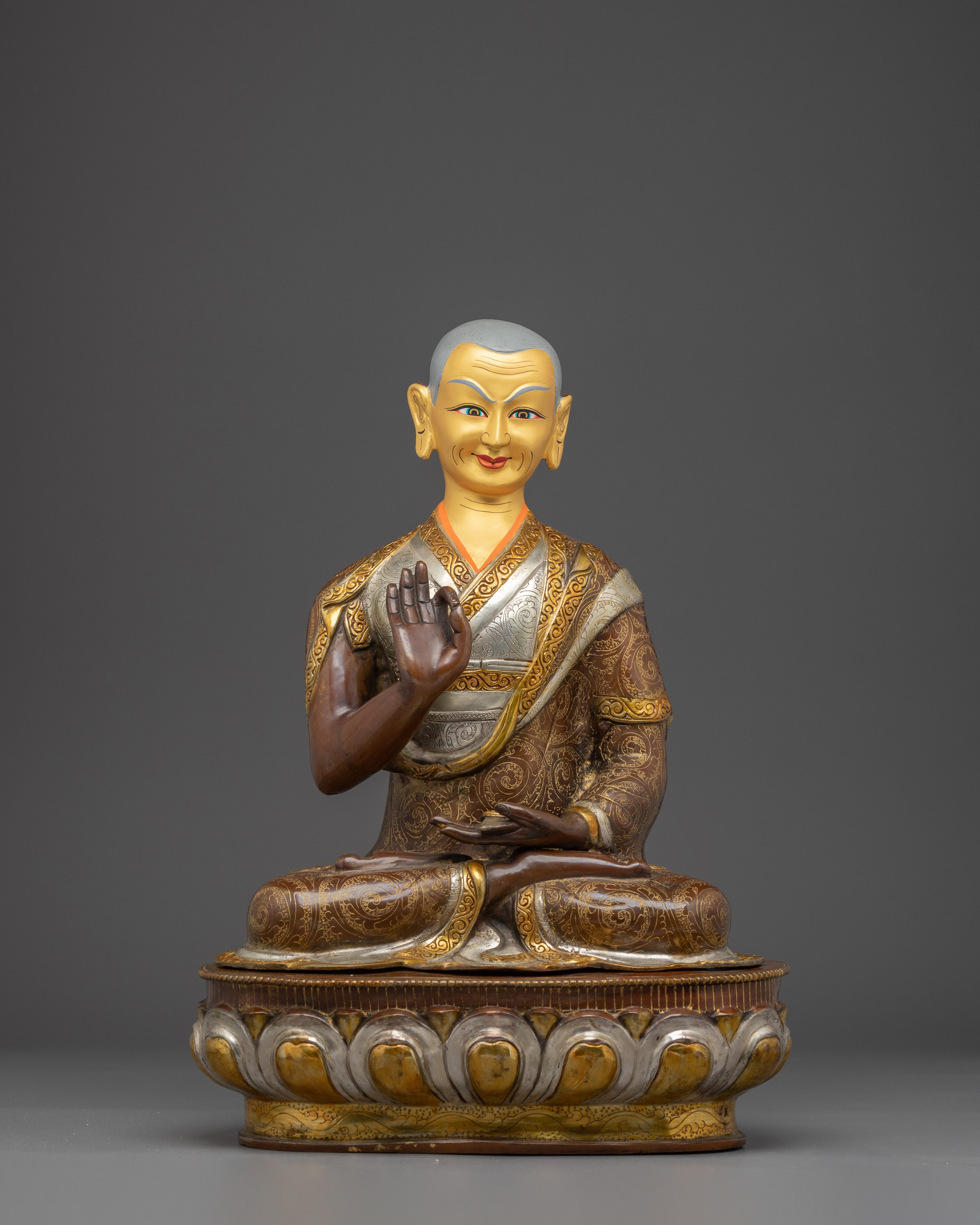 Copper Tsongkhapa Statue Set | Vajrayana Buddhist Masters
