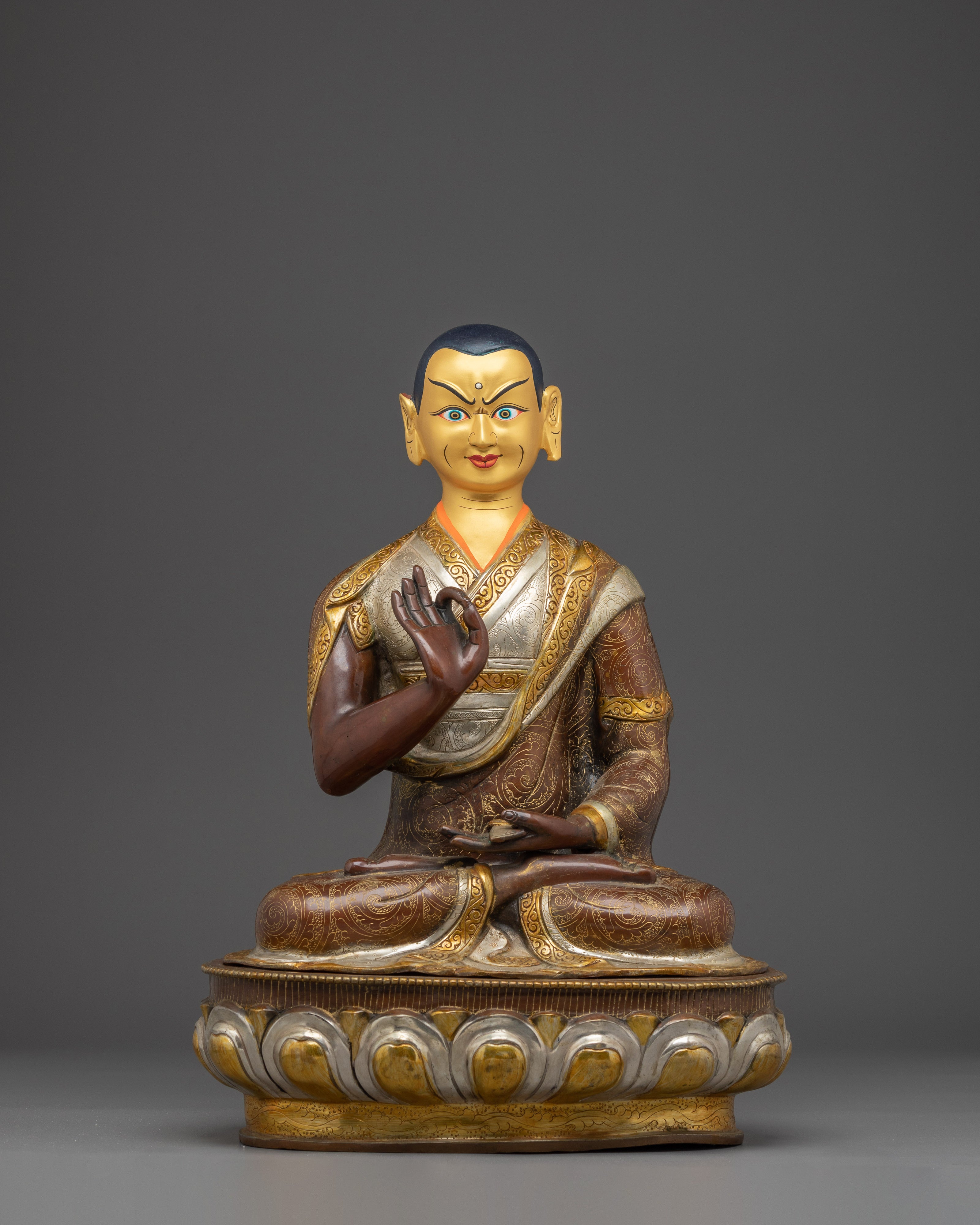Copper Tsongkhapa Statue Set | Vajrayana Buddhist Masters