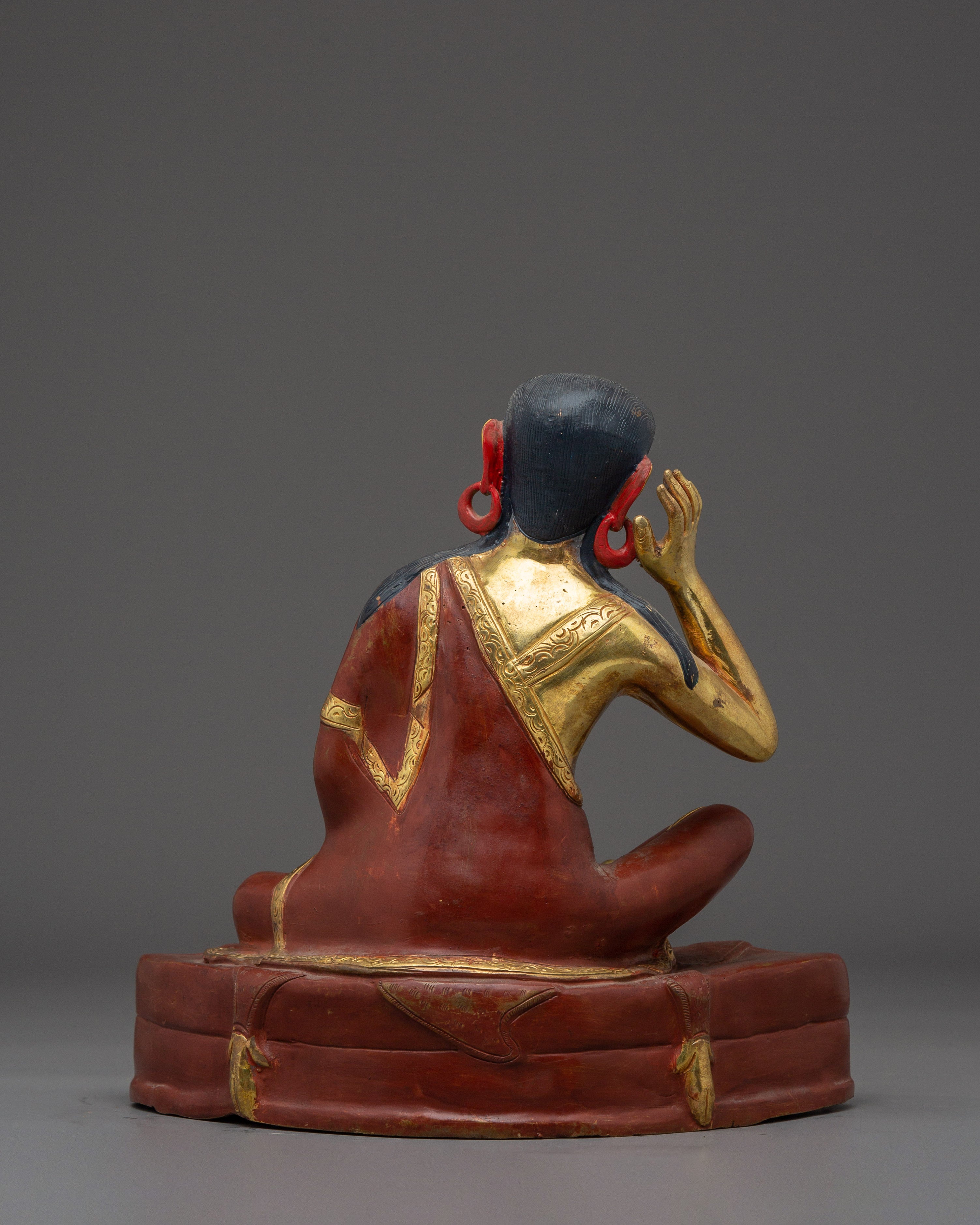 Milarepa Buddha Gold Gilded Copper Sculpture | Buddhist Icon for Meditation