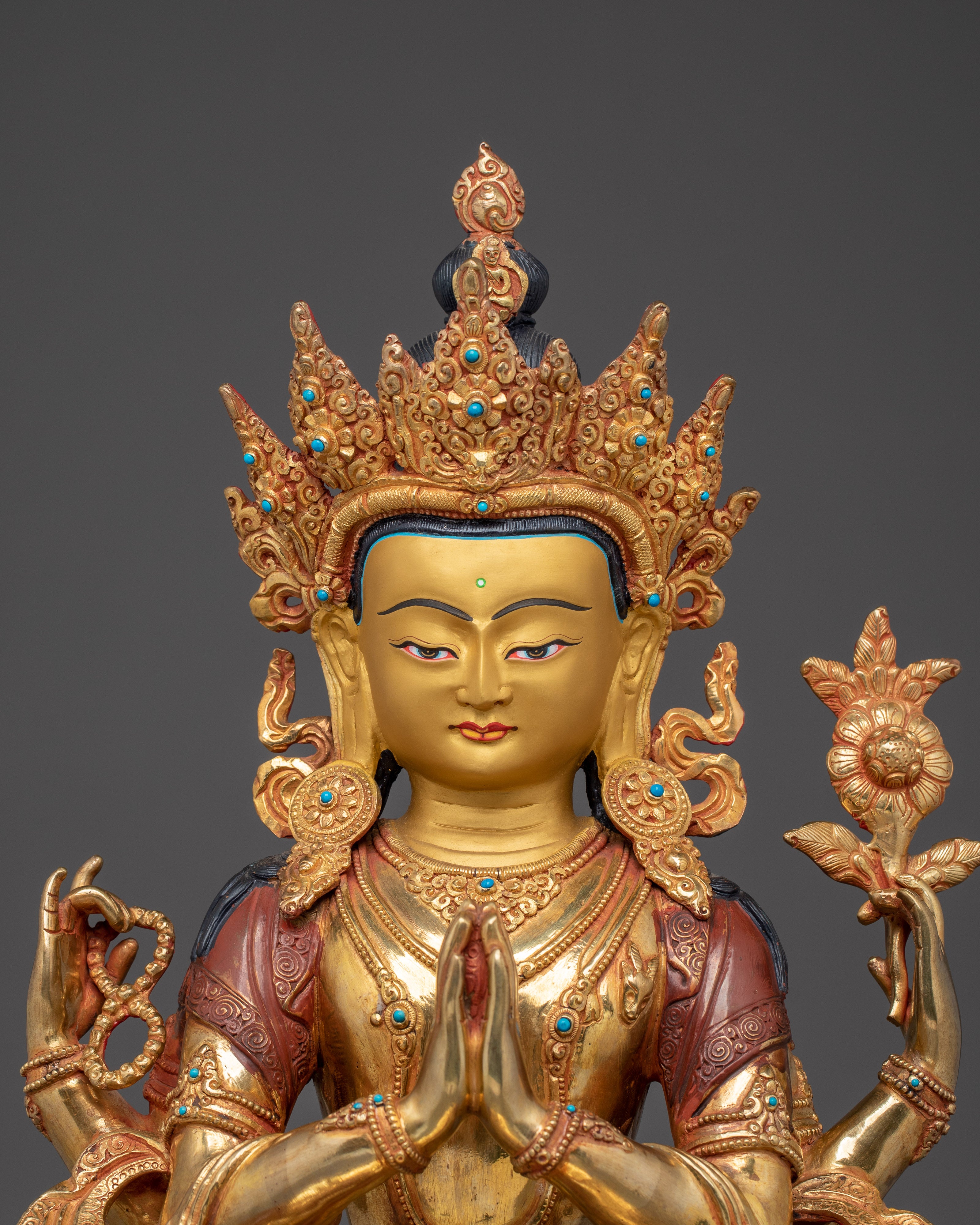 Chenrezig Buddha in 24K Gold-Gilded | Avalokiteshvara, Bodhisattva of Compassion