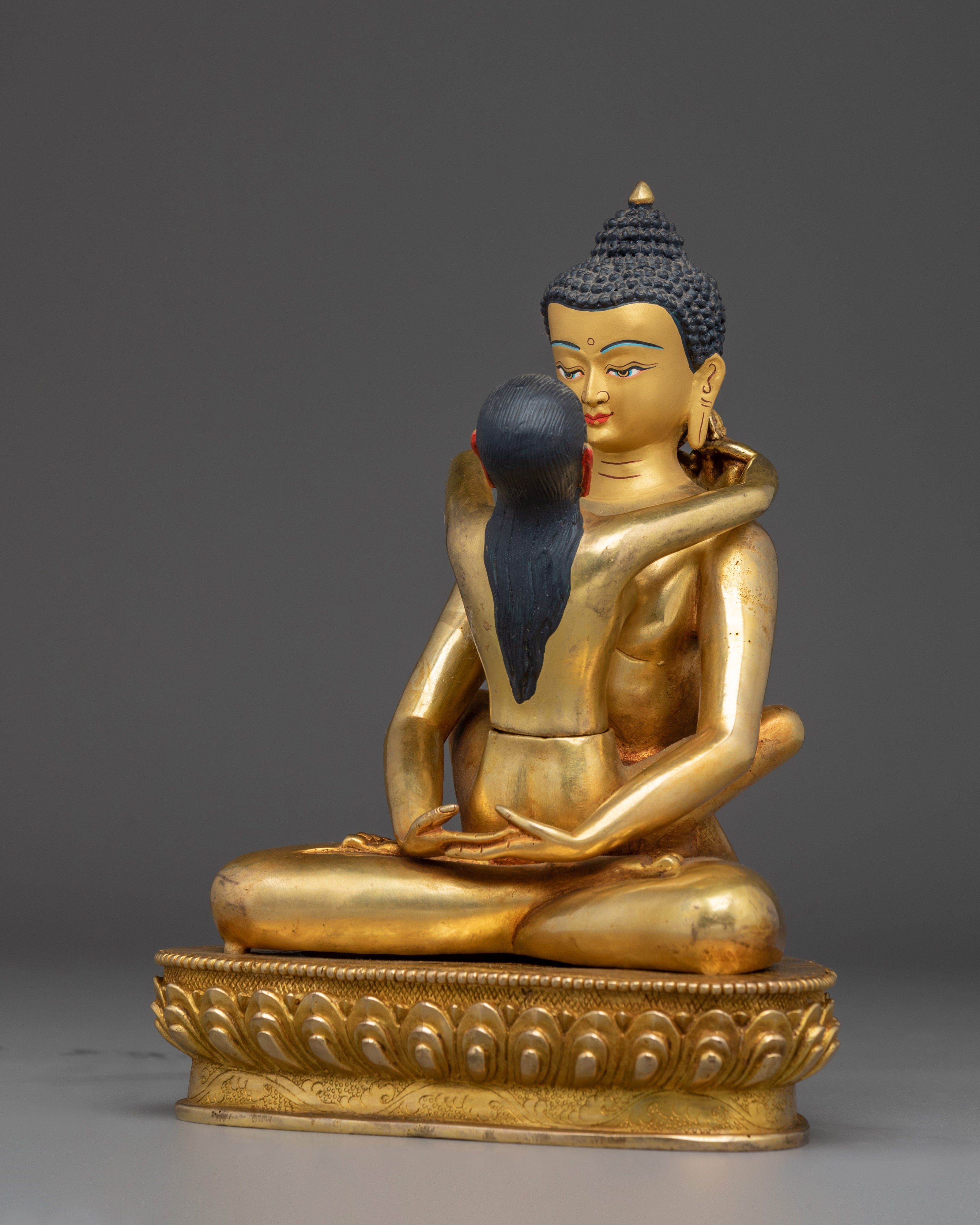 Samantabhadra with Consort Statue in 24K Gold-Gilded | Ideal for Meditation