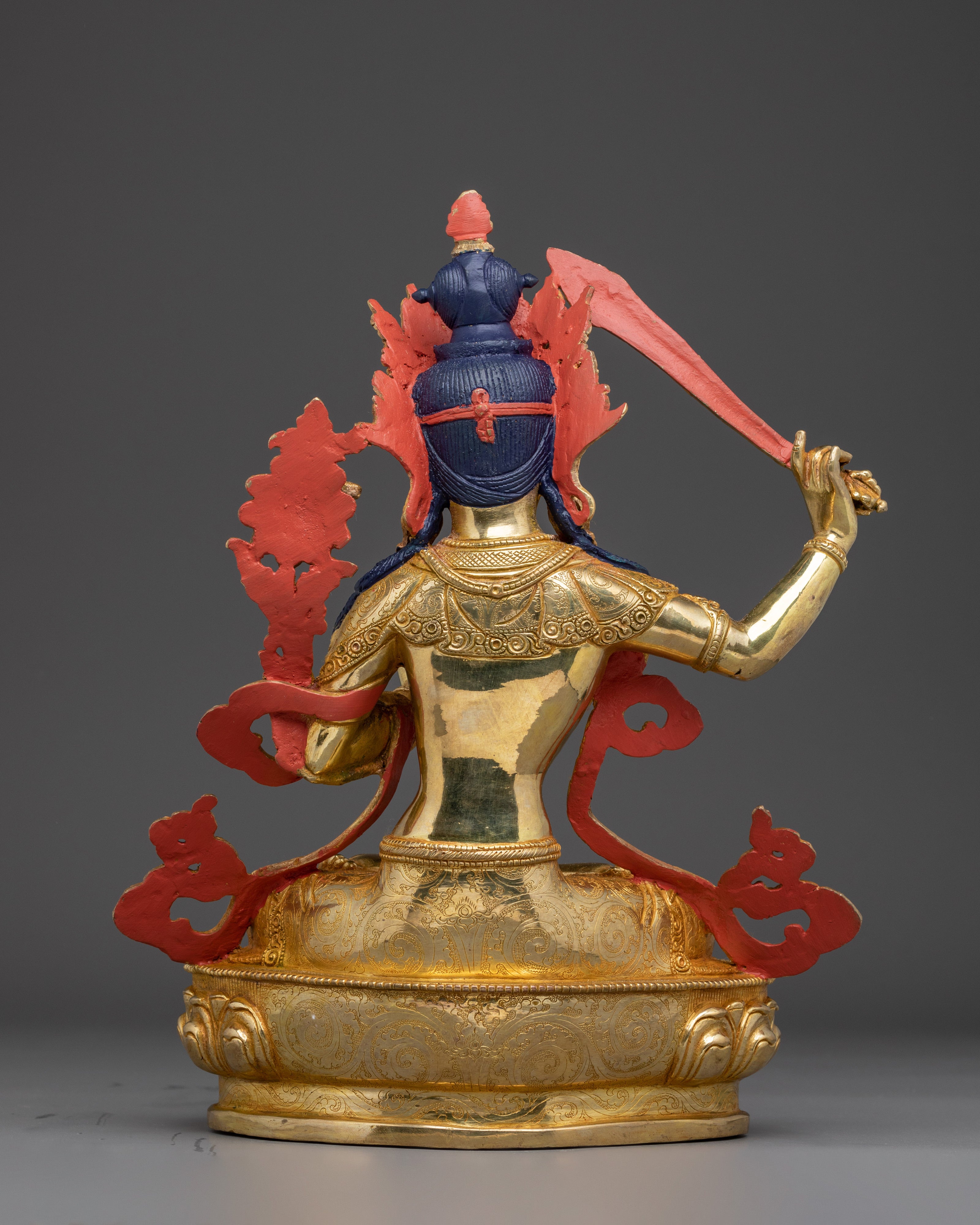 Manjushri, Wisdom Sculpture | Gold-Gilded Tibetan Artwork