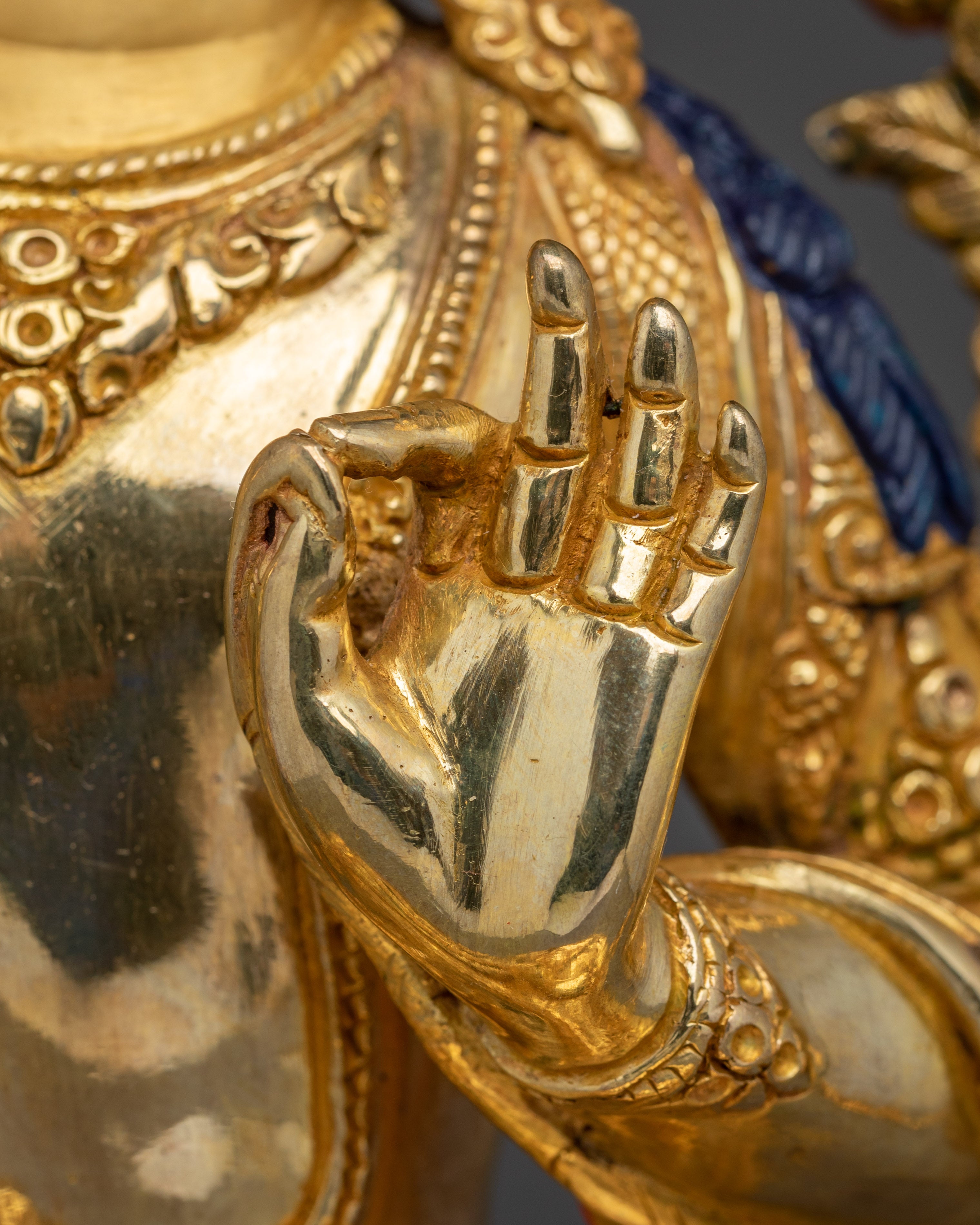 Manjushri, Wisdom Sculpture | Gold-Gilded Tibetan Artwork