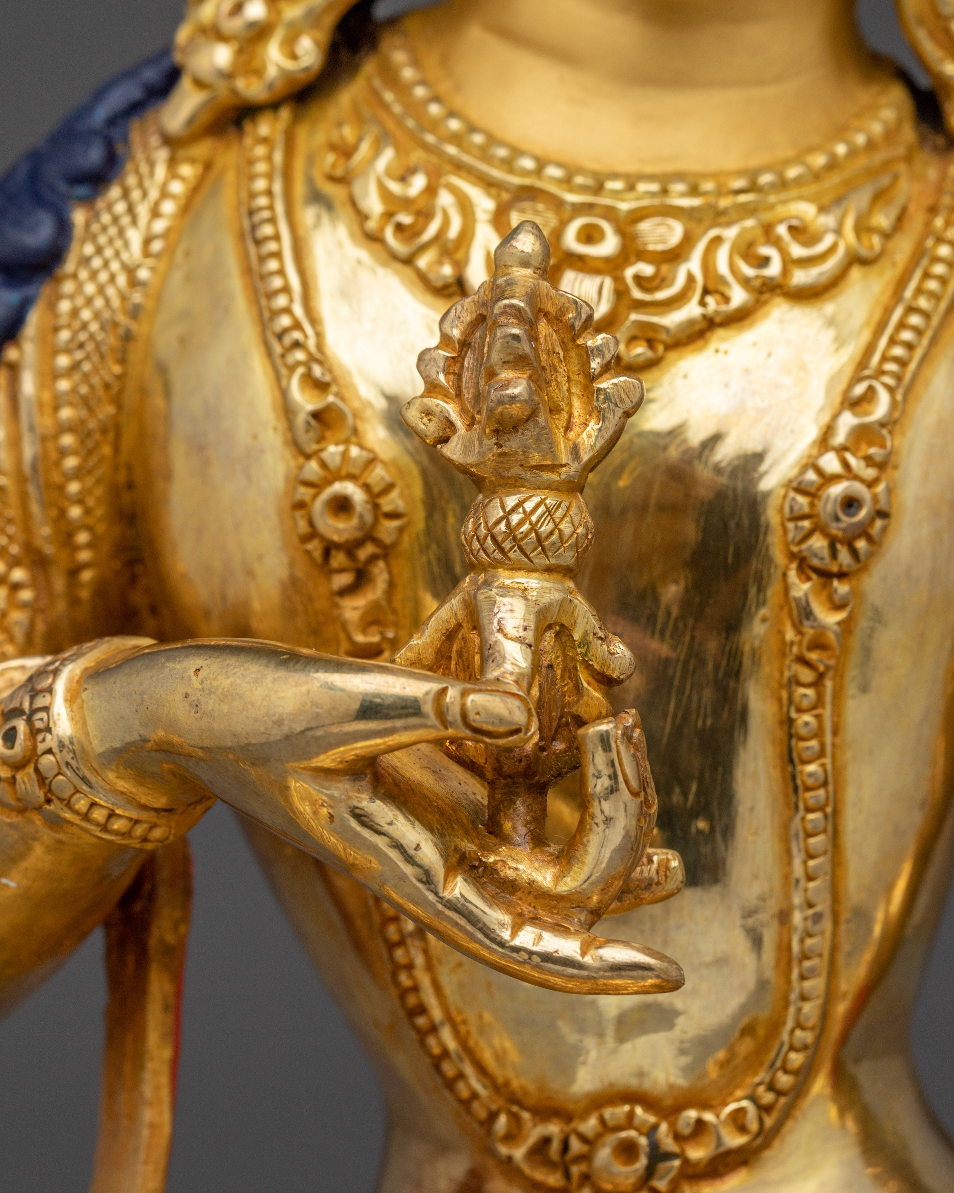 Sacred Vajrasattva Figure | Gold-Gilded Icon for Spiritual Healing