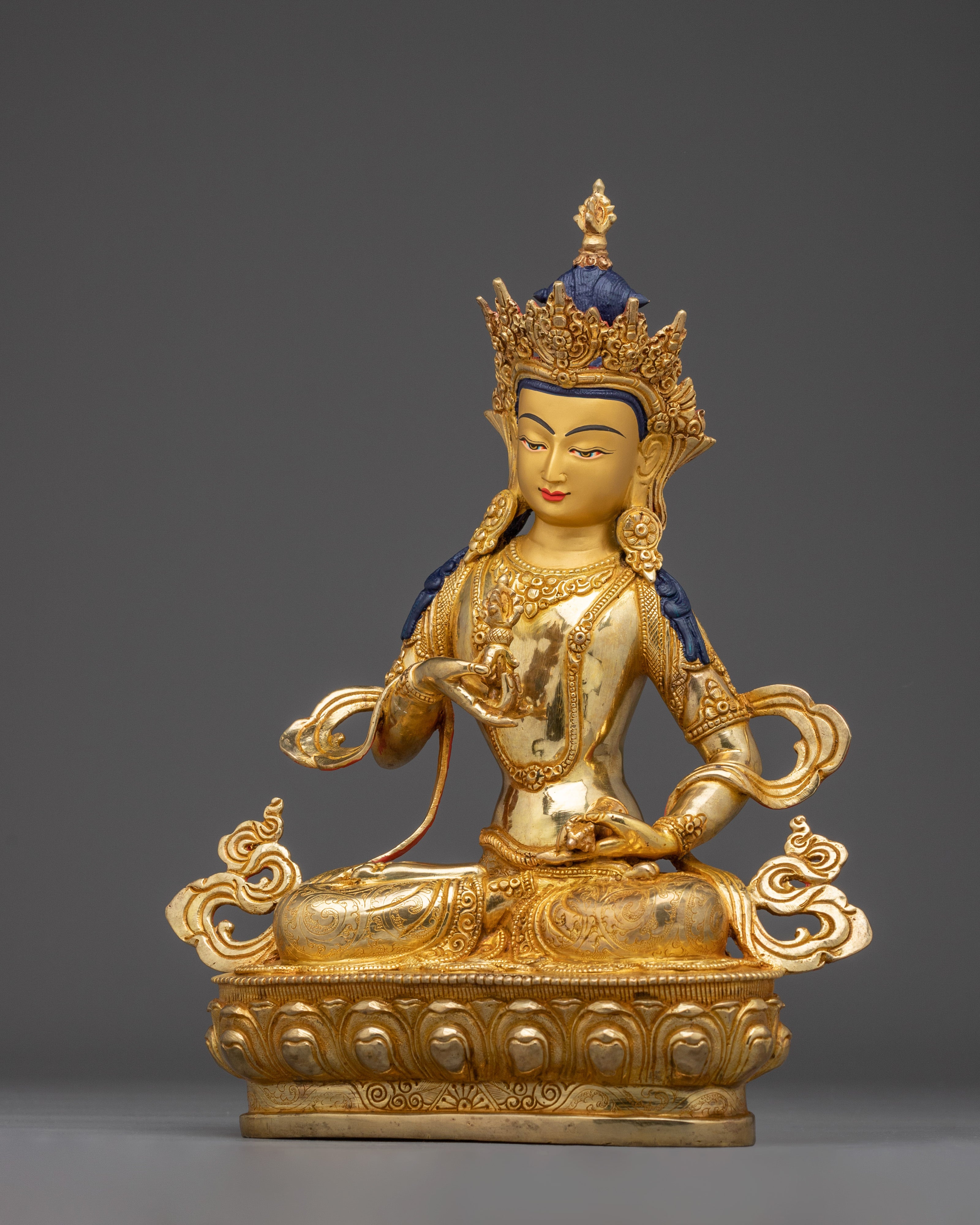 Sacred Vajrasattva Figure | Gold-Gilded Icon for Spiritual Healing