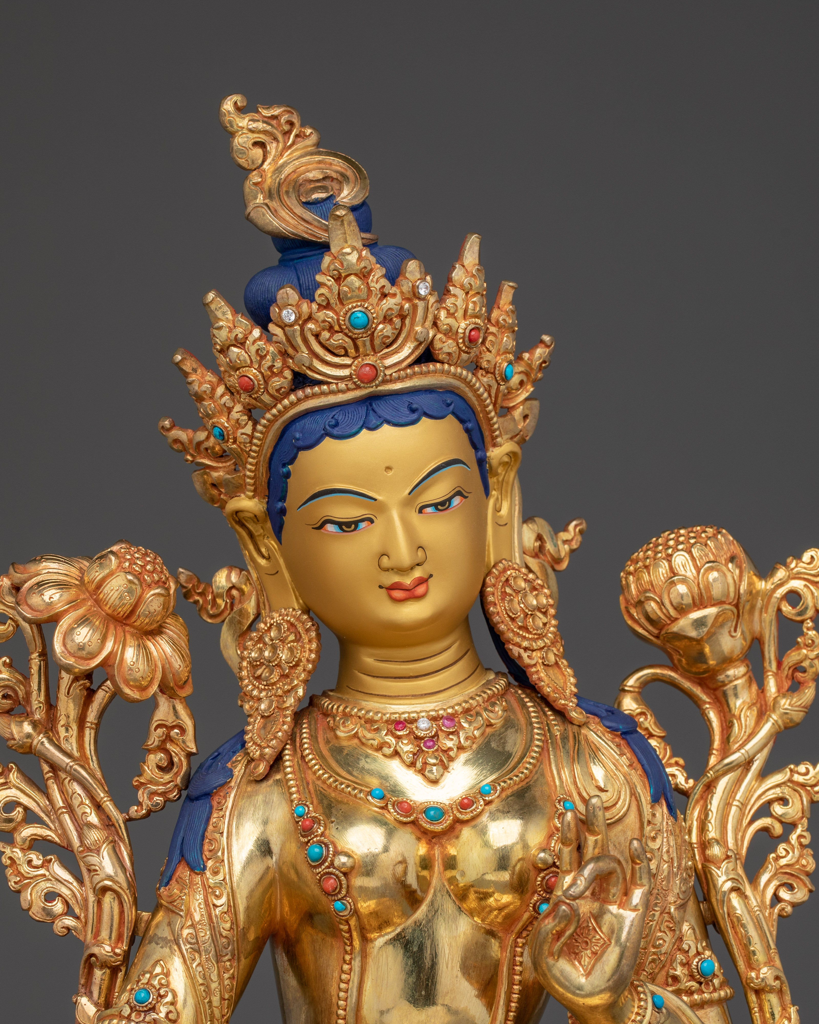 Green Tara, Mother of Liberation Icon | Handcrafted Gold Statue