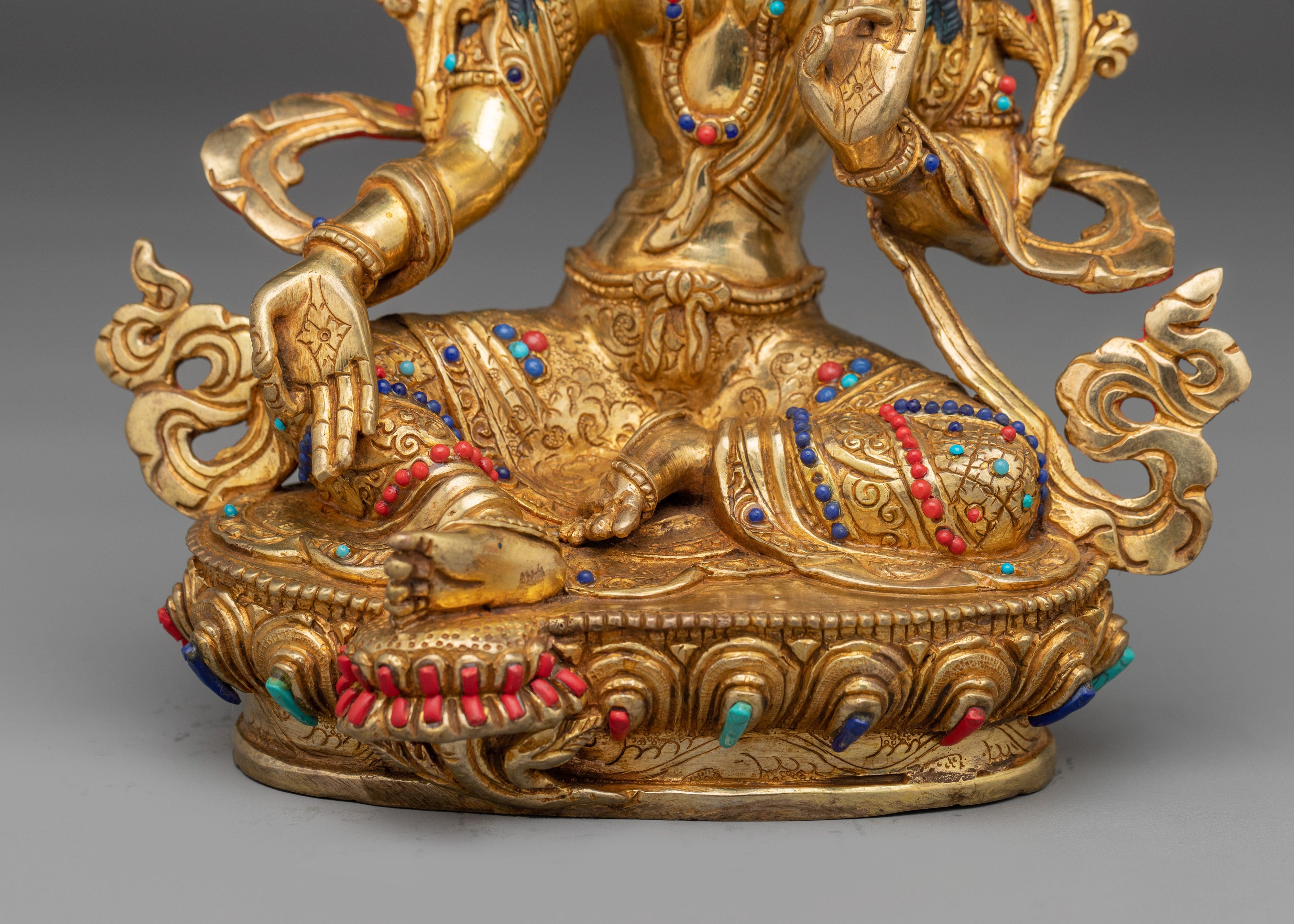 Green Tara Artwork for Protection | Copper Sculpture for Altar, Meditation & Decor