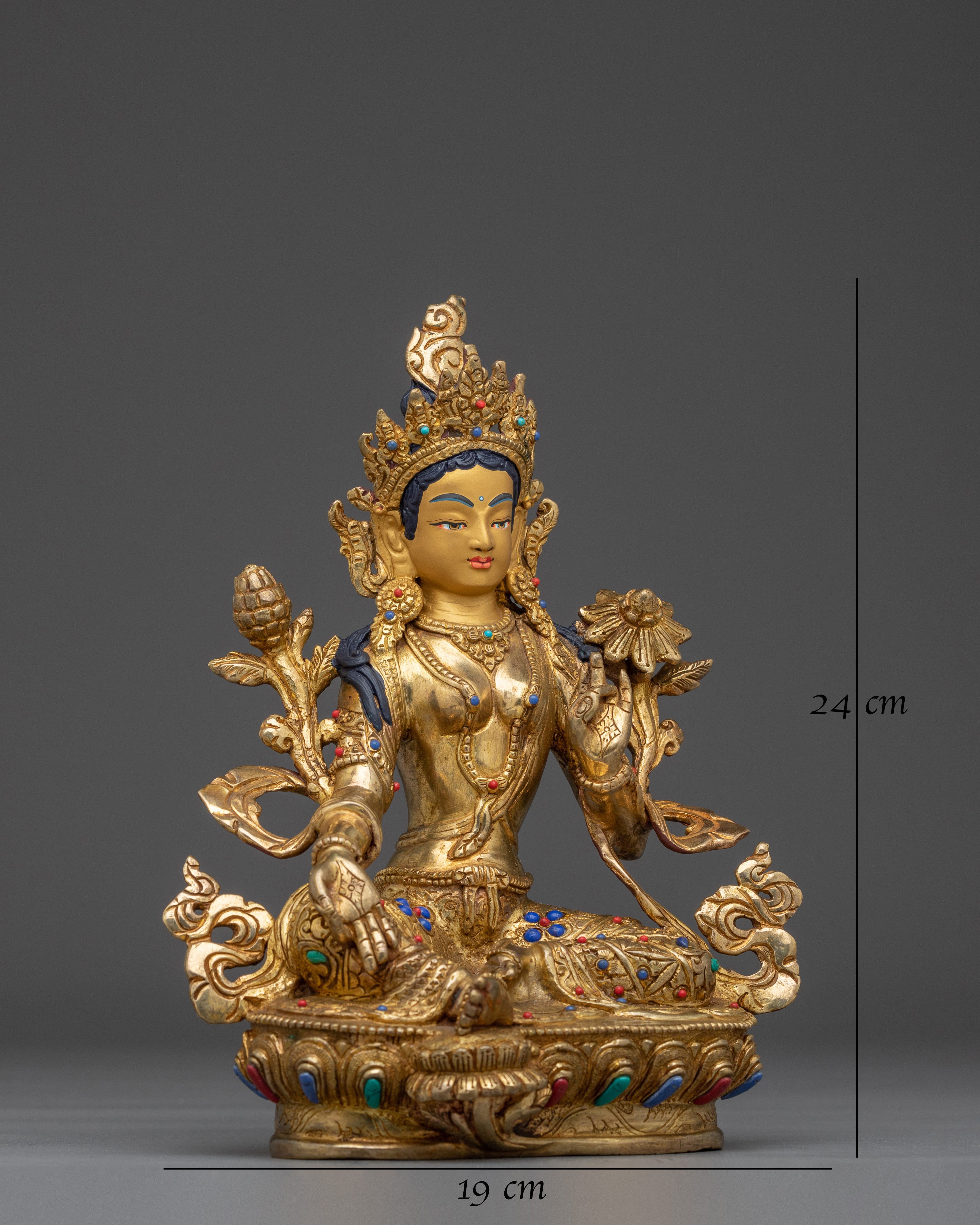 Green Tara Statue: Himalayan Handmade Artwork