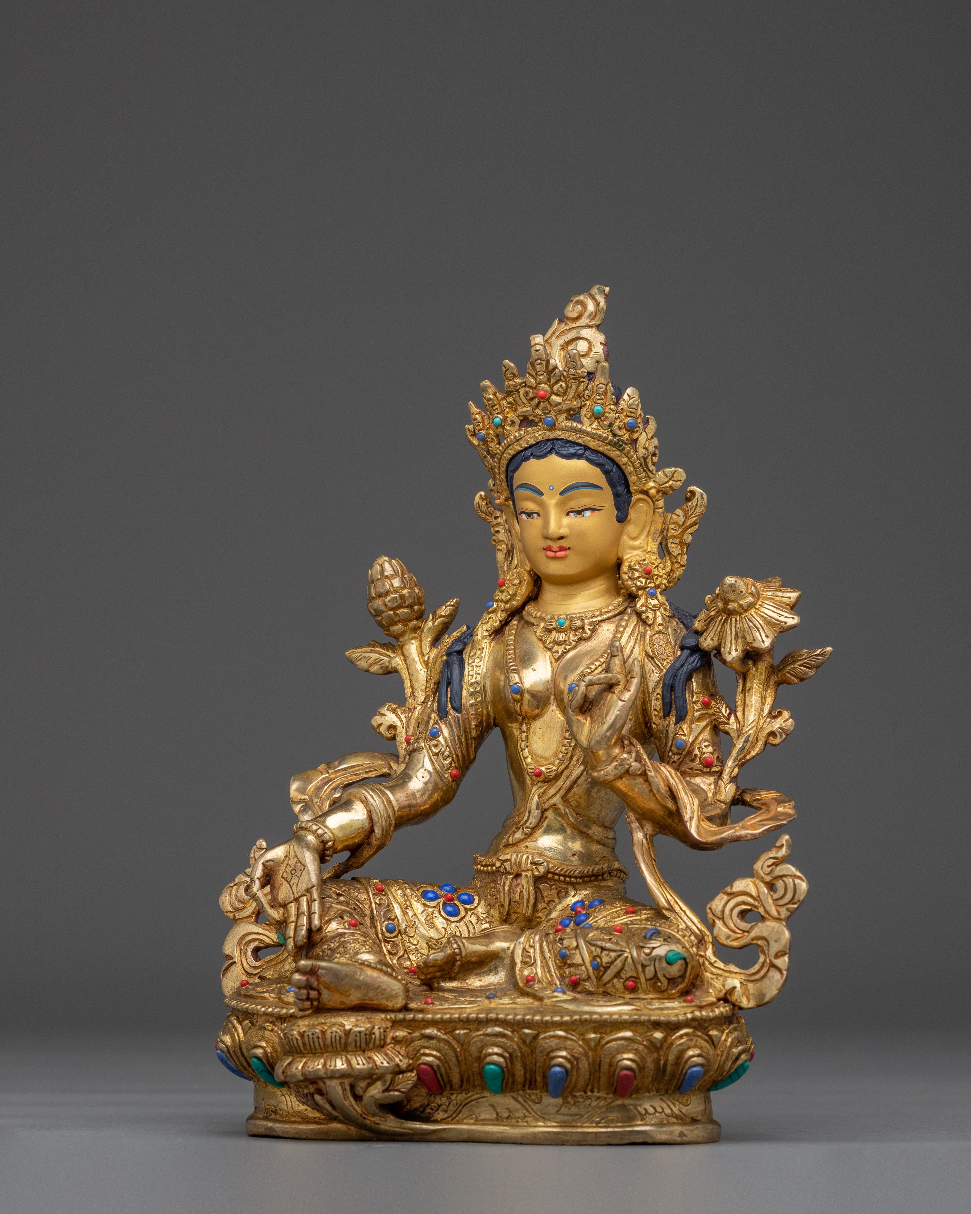Green Tara Statue: Himalayan Handmade Artwork