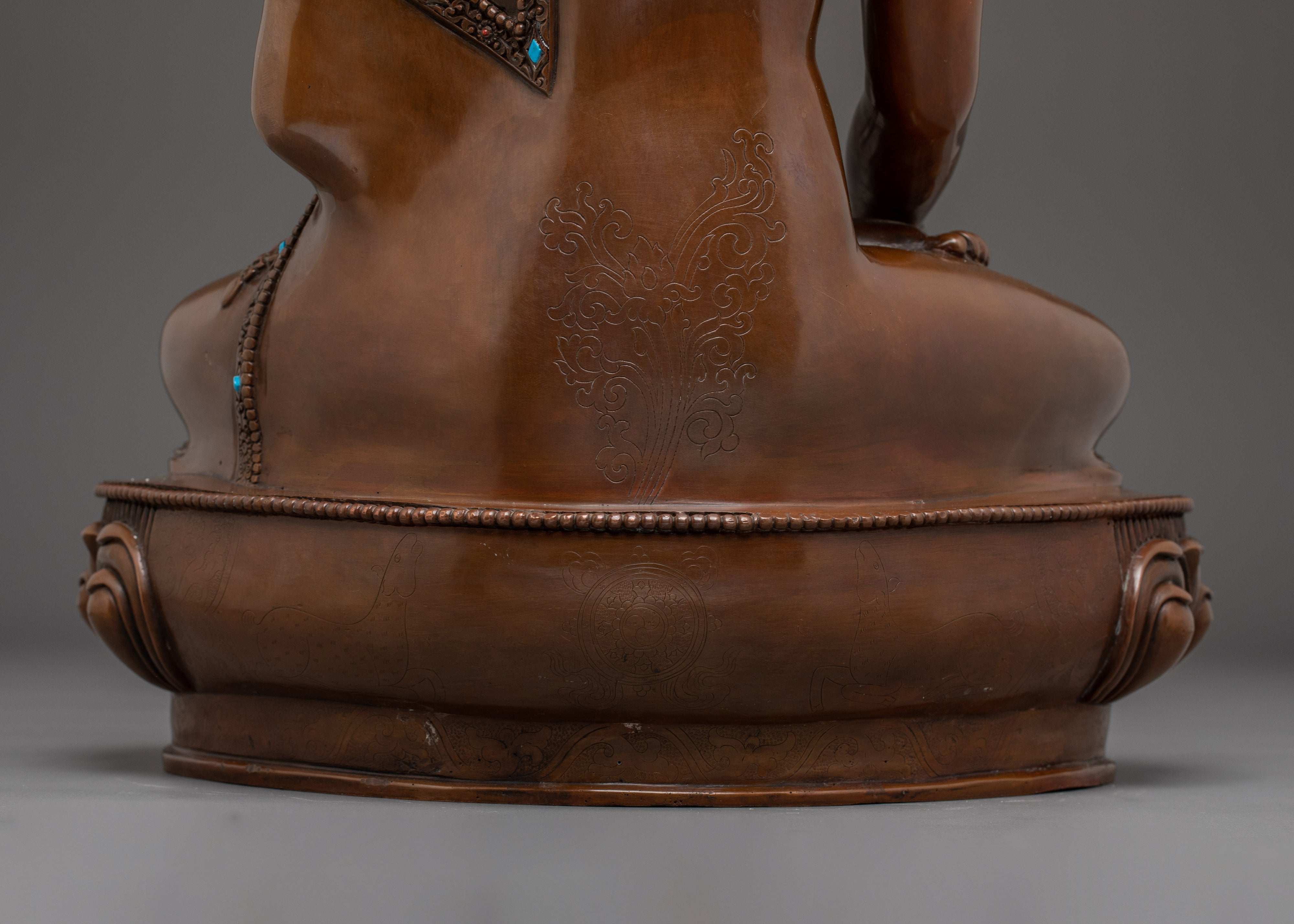 Oxidized Shakyamuni Buddha Statue on Throne | Copper & Silver Plated